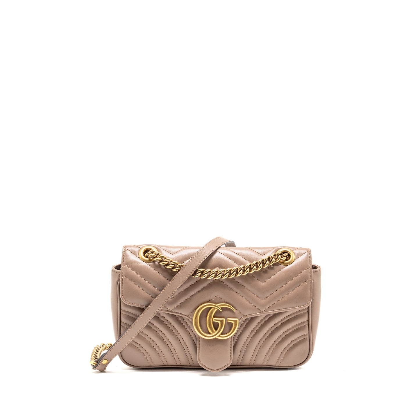 Gucci Medium Marmont Mini Purse Calfskin Dark Beige