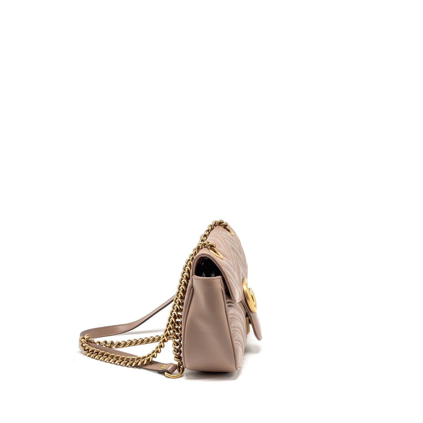 Gucci Medium Marmont Mini Purse Calfskin Dark Beige