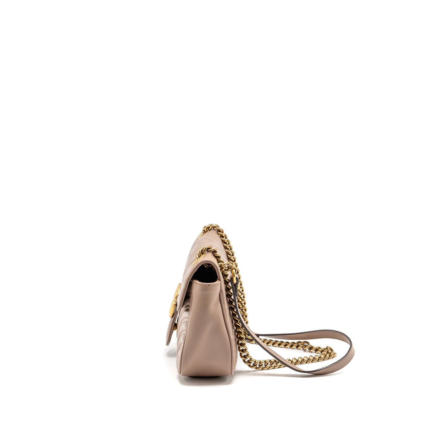 Gucci Medium Marmont Mini Purse Calfskin Dark Beige