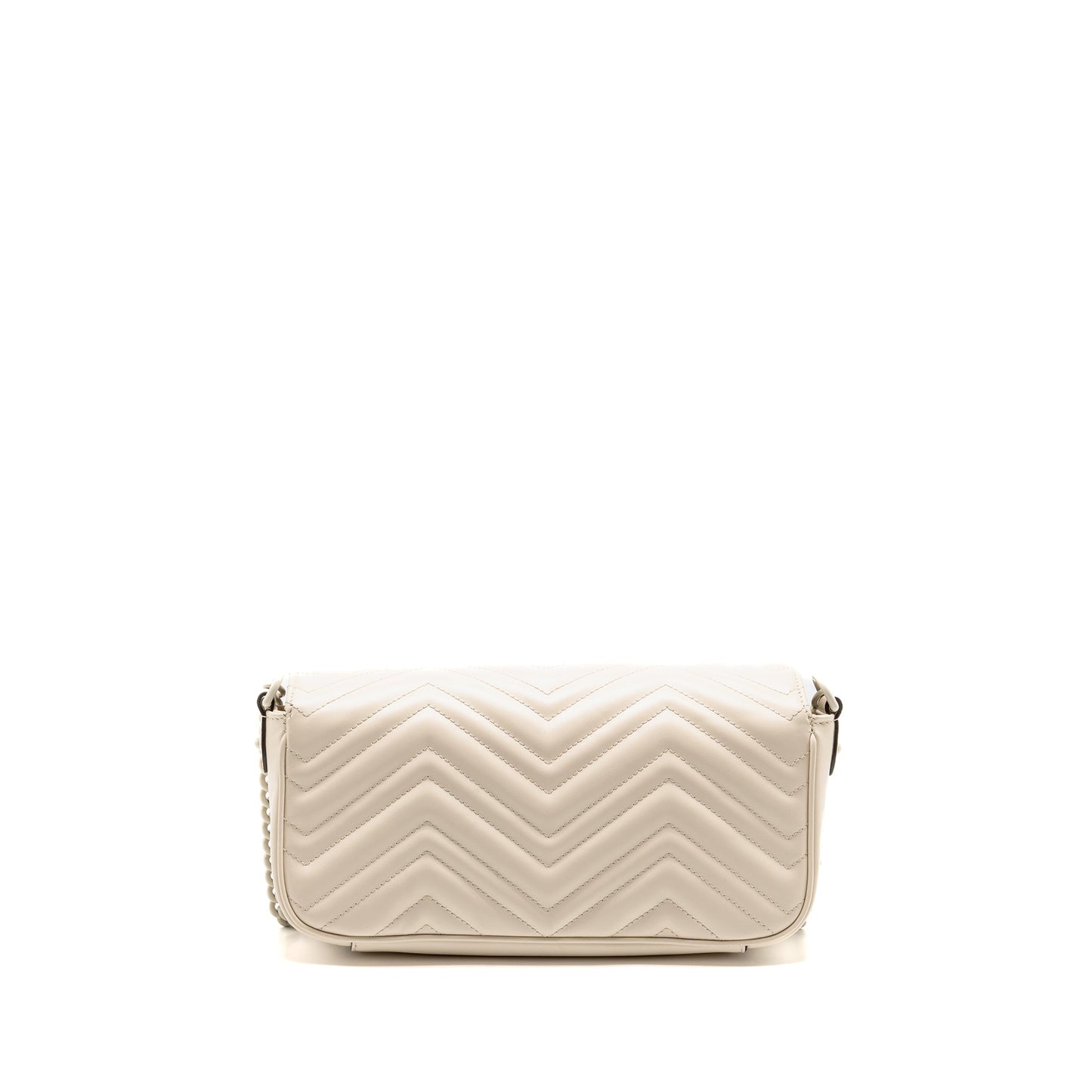 Gucci Medium Marmont Mini Purse White Matelasse Chevron Leather with White Hardware