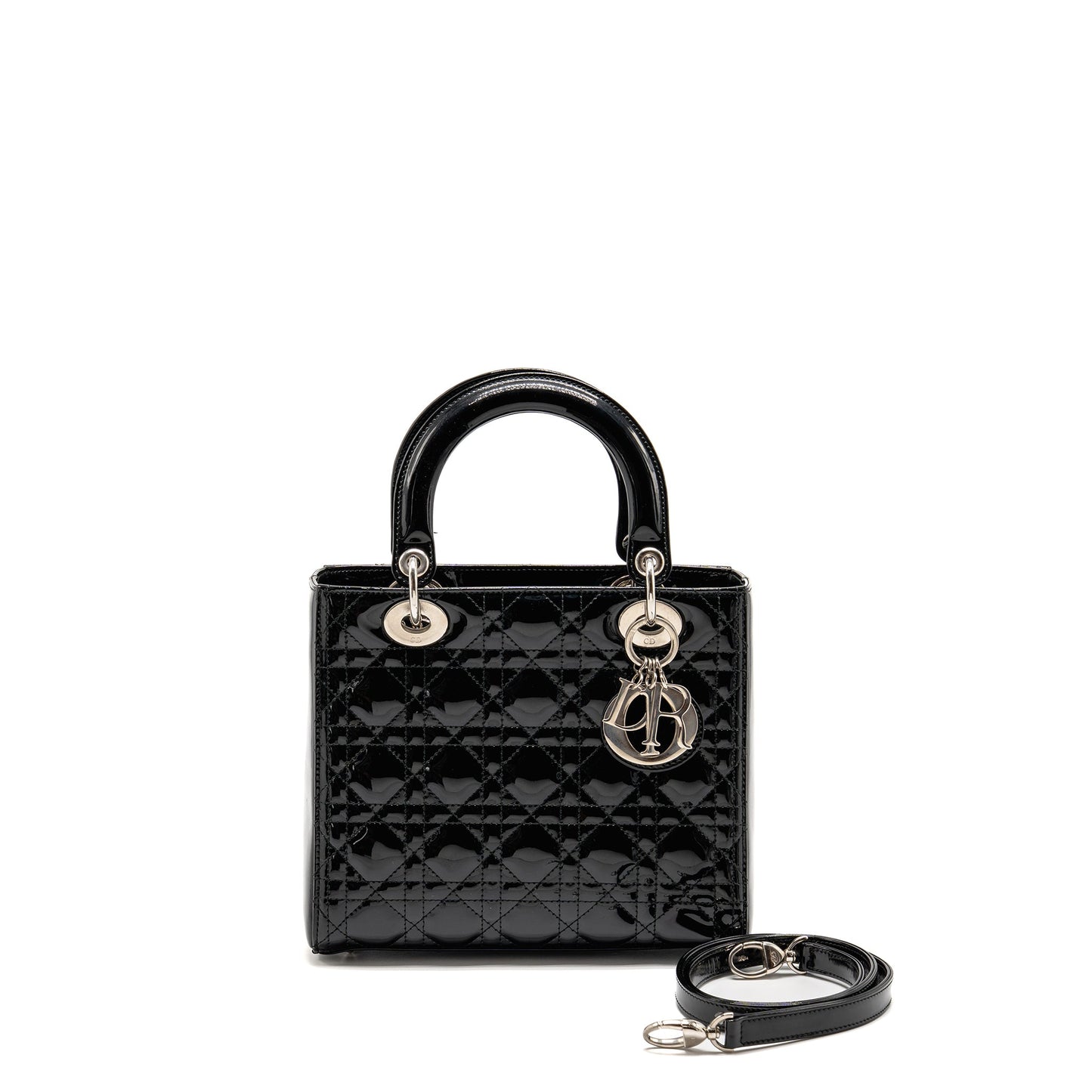Medium Lady Dior Patent Leather Black