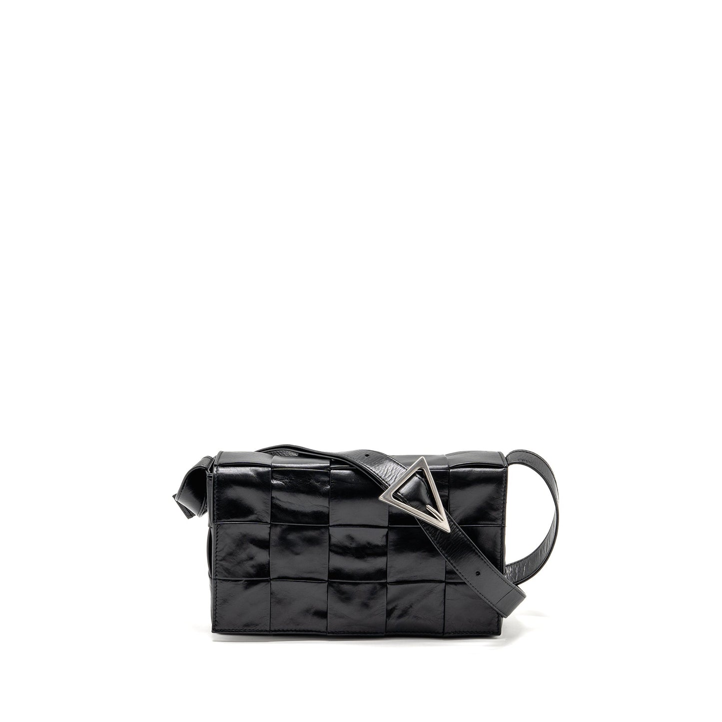 Bottega Veneta Cassette Messenger Purse Calfskin Black