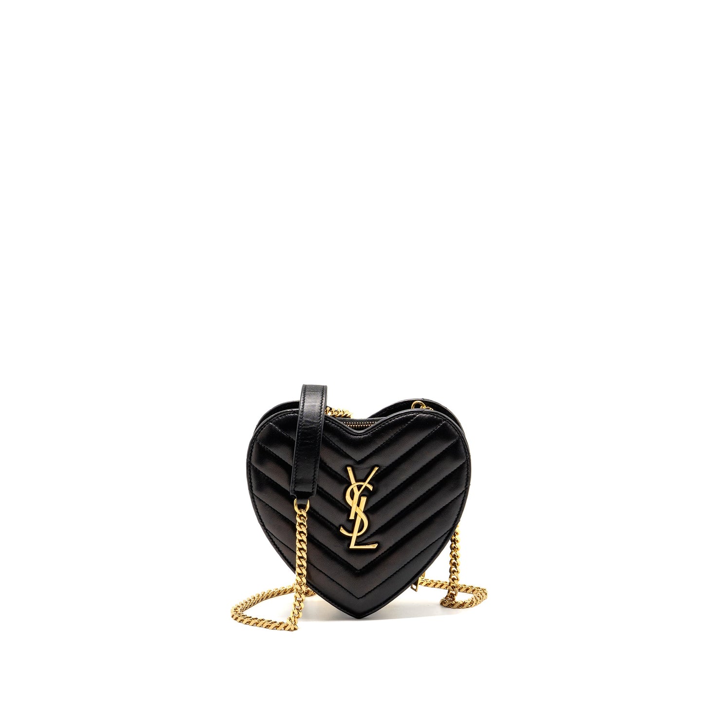 Saint Laurent/ Love Heart Chain Purse Lambskin Black
