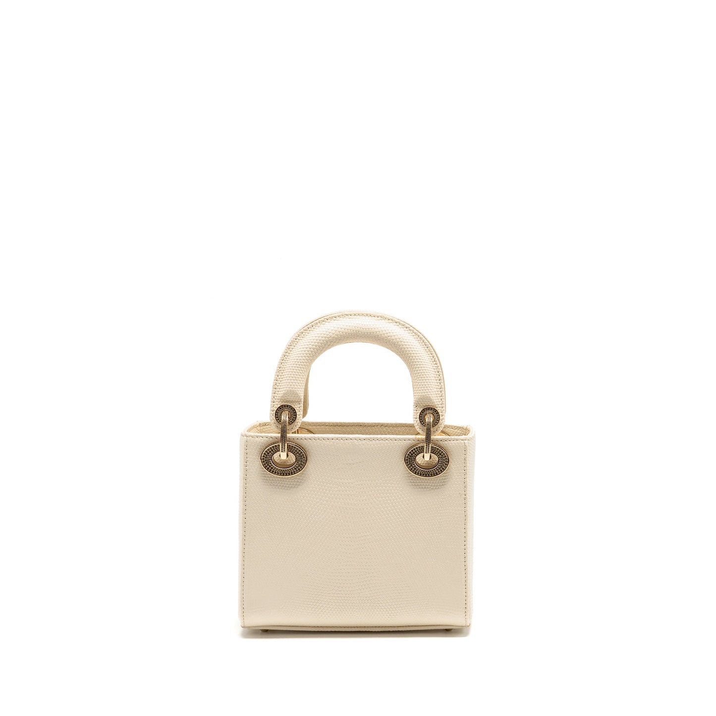 Dior Mini Lady Dior Lizard with Crystal White