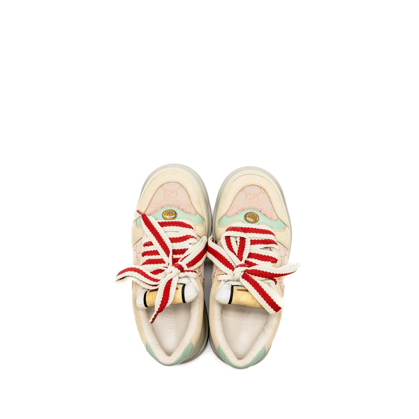 Gucci Size 37 Screener Trainer Canvas/Leather Pink/Beige/Multicolour