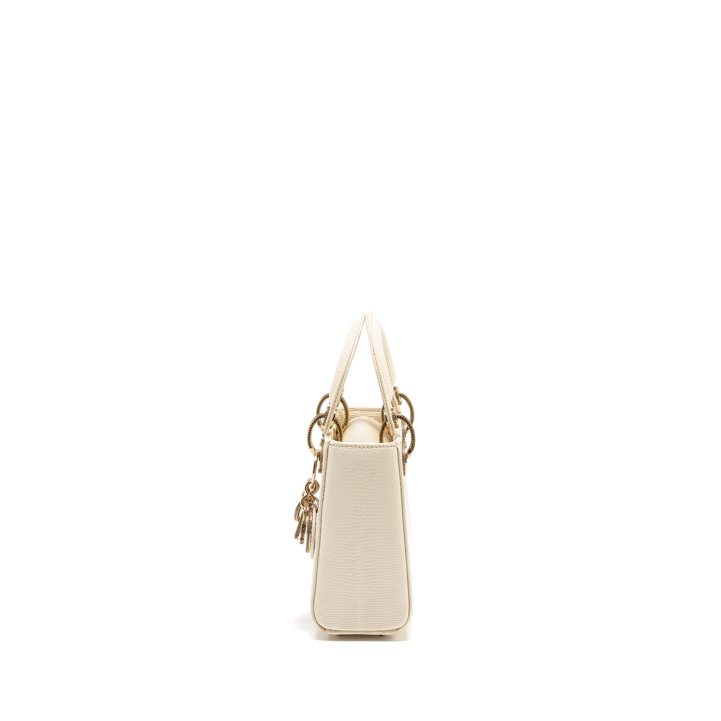 Dior Mini Lady Dior Lizard with Crystal White