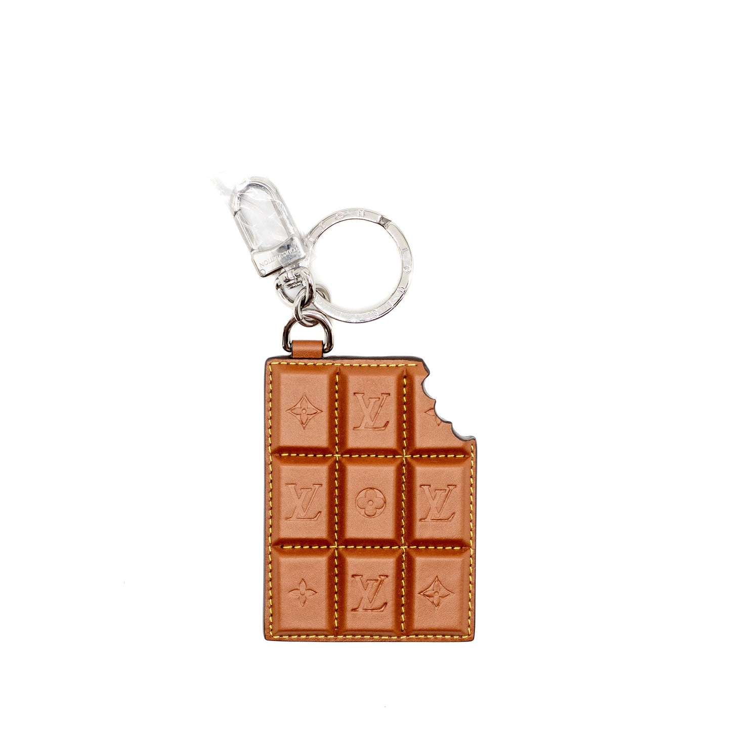 Louis Vuitton Chocolate Bar Figurine Key Holder/ Purse Charm Leather Brown