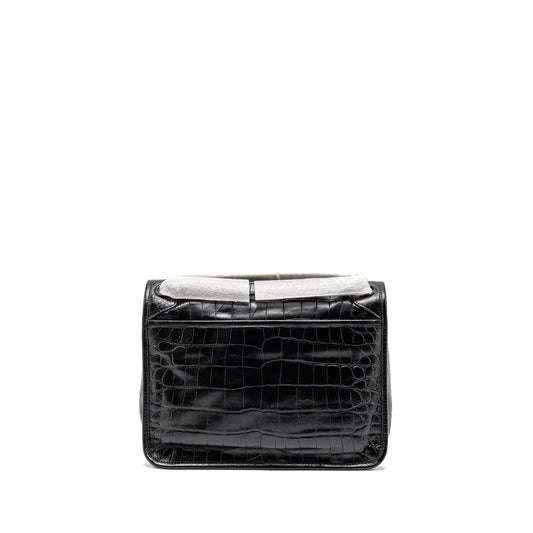 Saint Laurent / Medium Niki Purse Crocodile-Embossed Black Calfskin Black Hardware