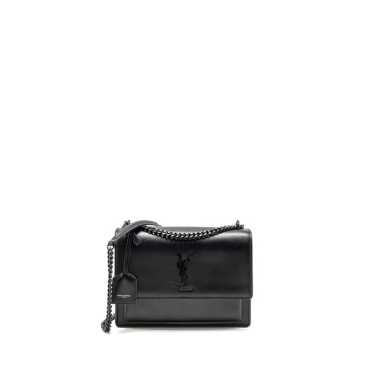 Saint Laurent / Medium Sunset Purse Black Calfskin Black Hardware