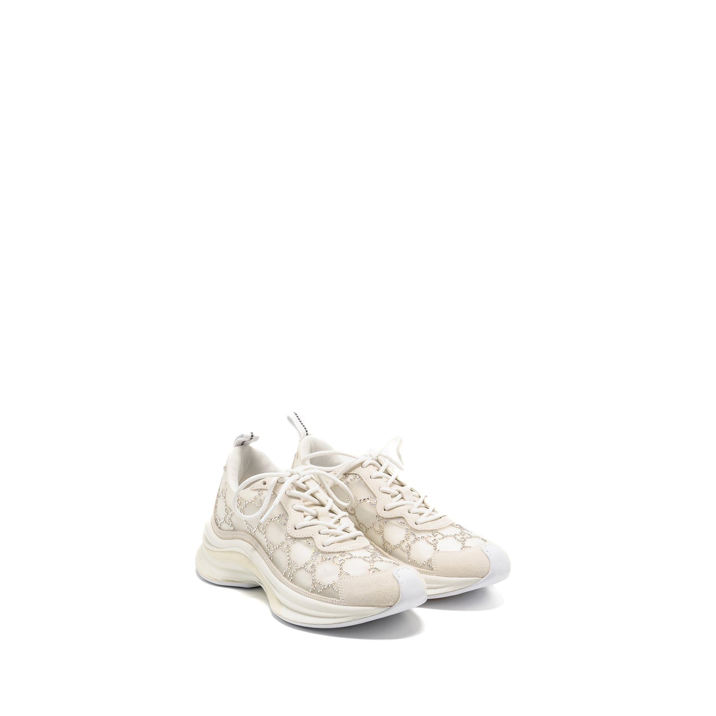 Gucci Size 36.5 Gucci Run Sneakers Crystal Mesh White