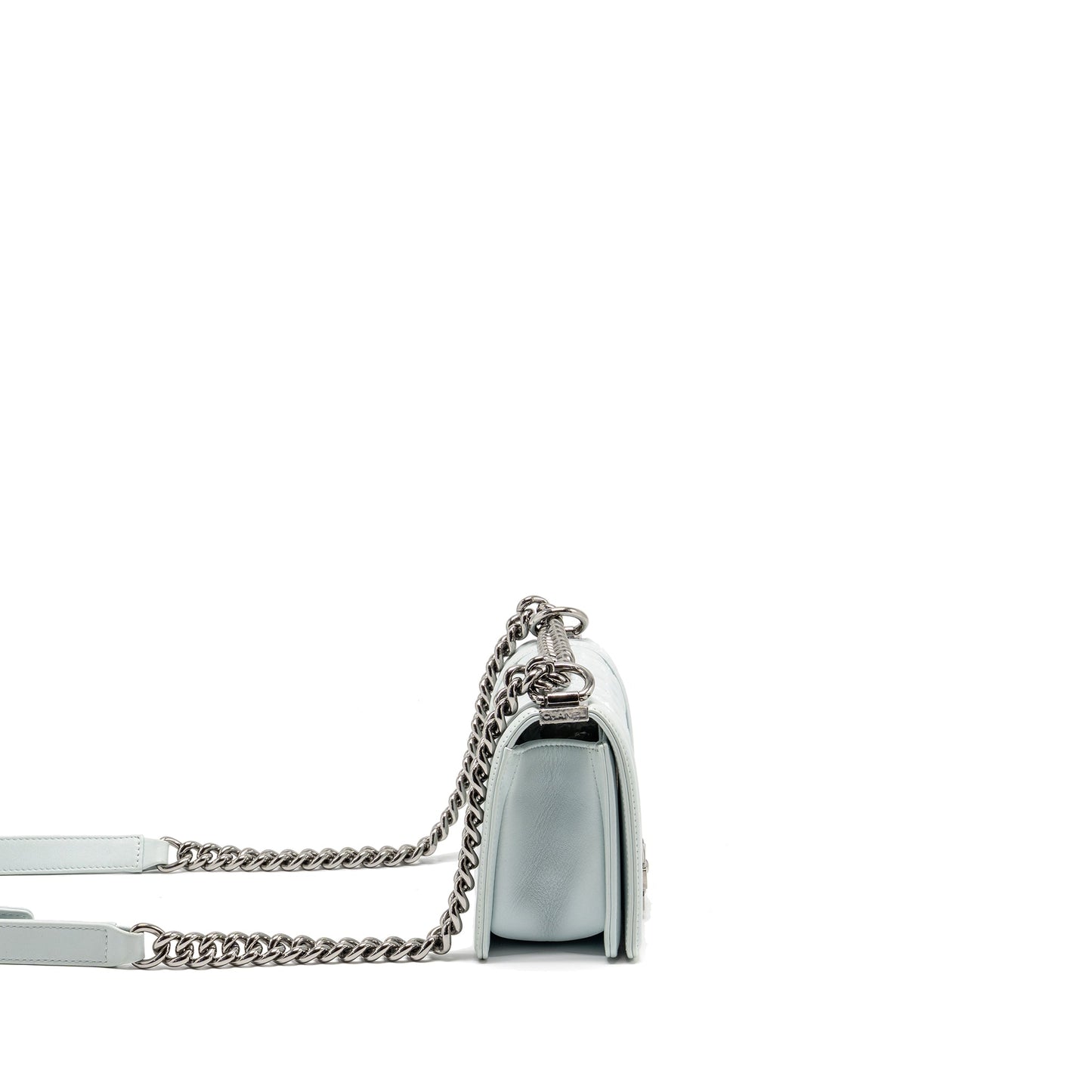 Chanel Small Boy Bag Calfskin Light Blue SHW (Microchip)