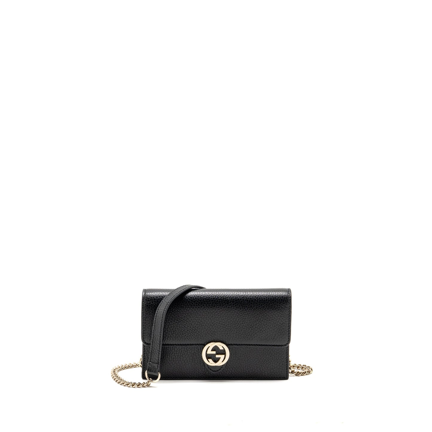Gucci Interlocking Chain Wallet Calfskin Black