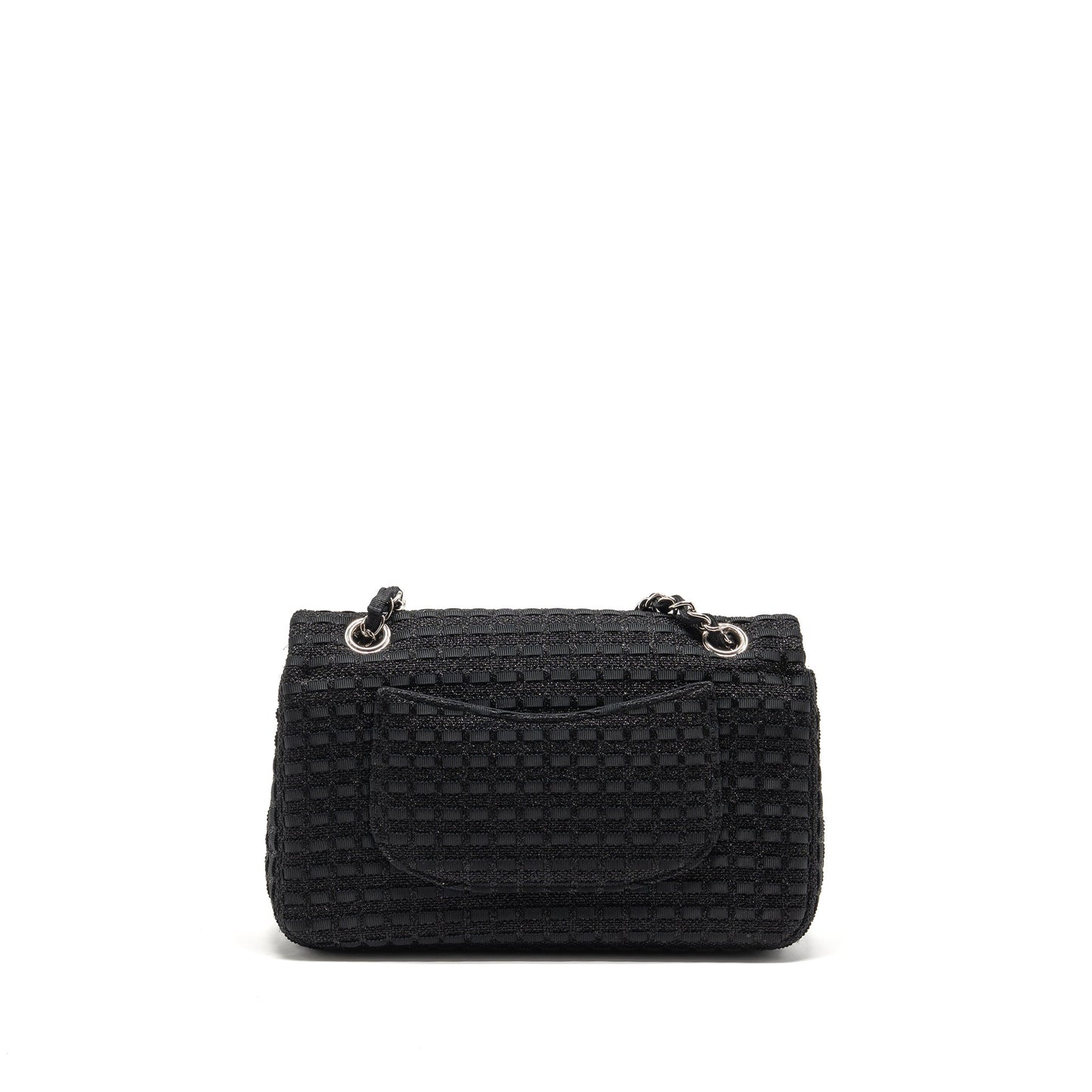 Chanel Medium Classic double flap bag tweed black SHW
