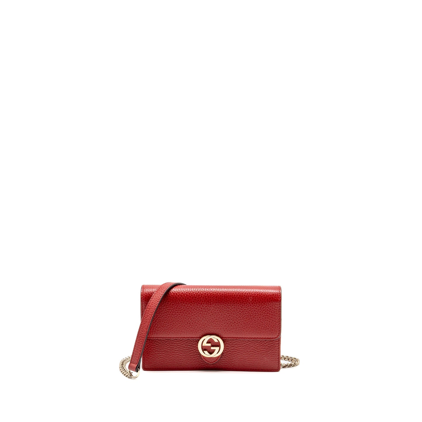 Gucci Interlocking Chain Wallet Calfskin Red