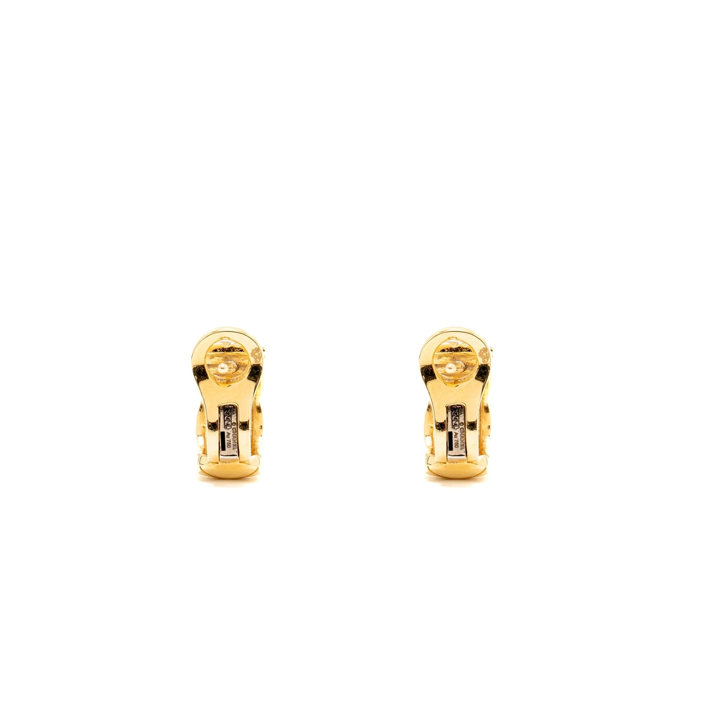 Chanel Coco Crush Earrings Quilted Motif Beige Gold
