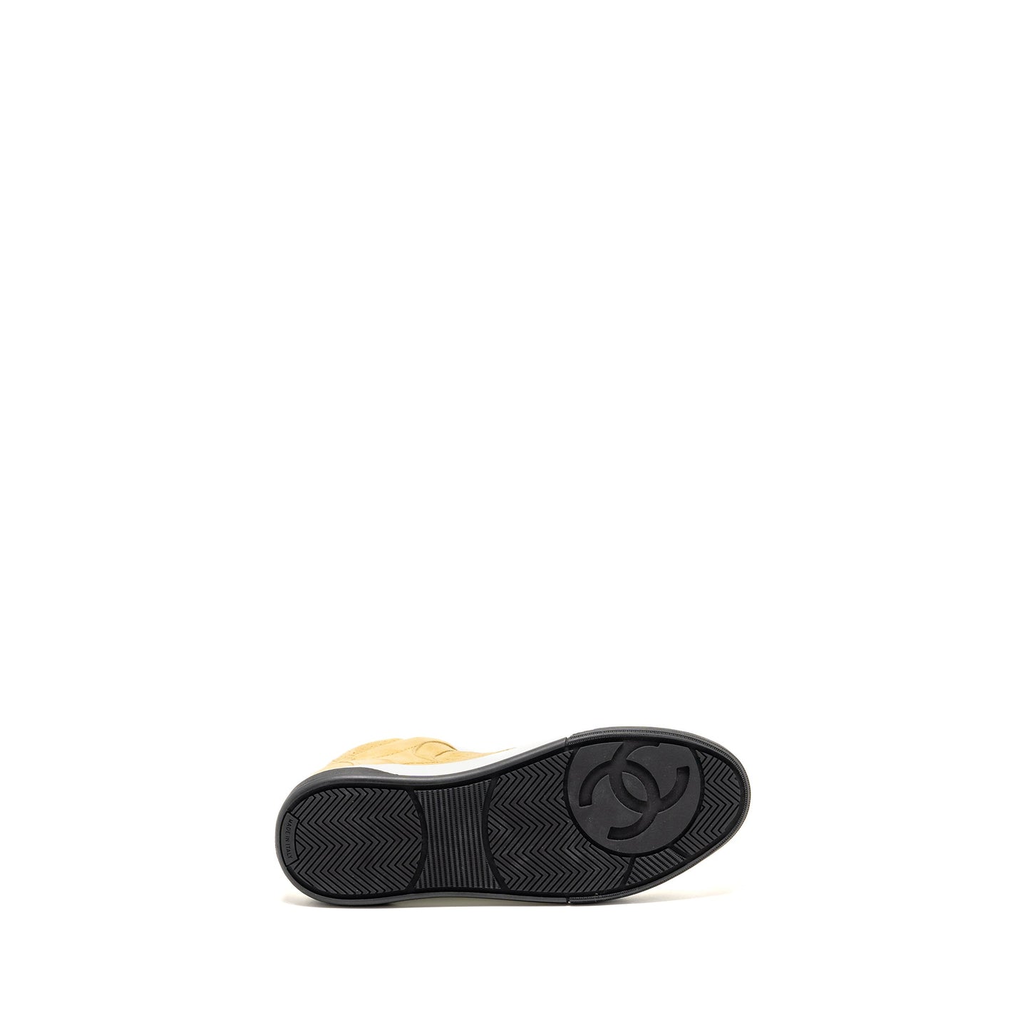 Chanel Size 38 23A CC Logo High-Top Sneakers Suede Kidskin Dark Beige