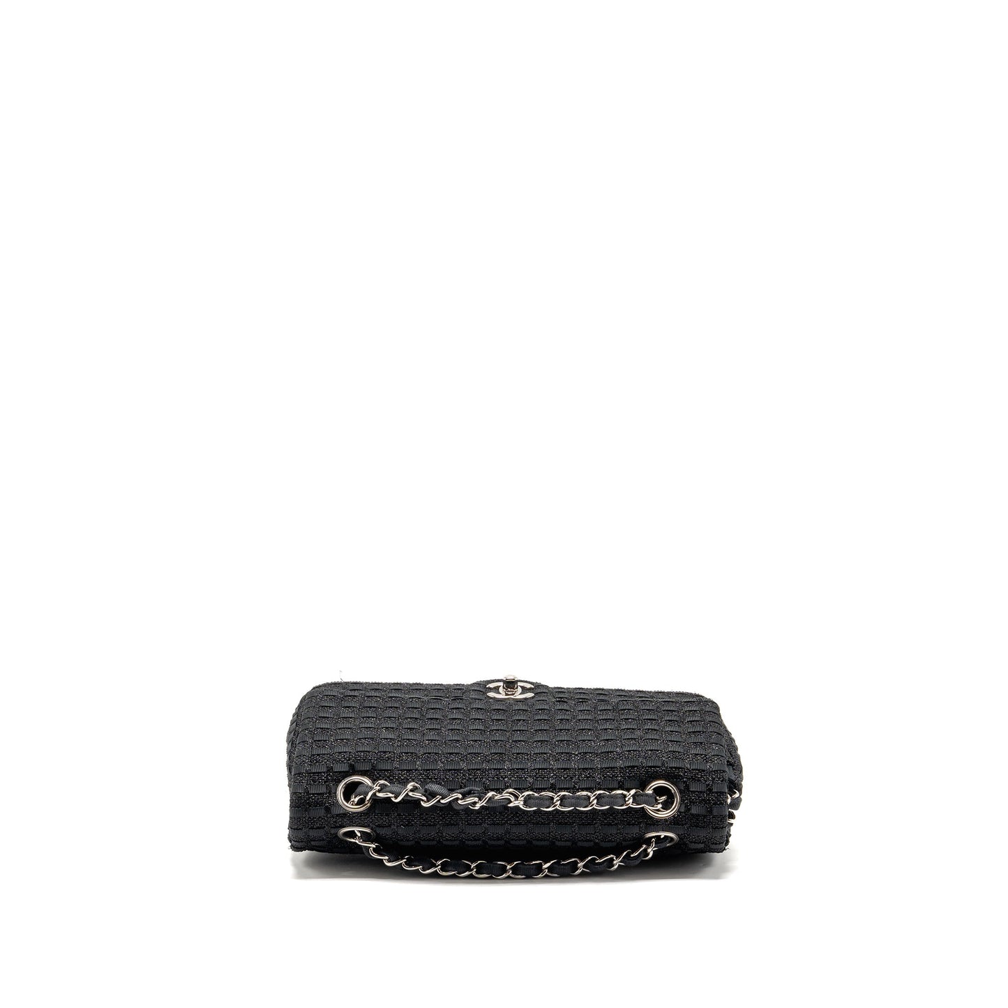 Chanel Medium Classic double flap bag tweed black SHW