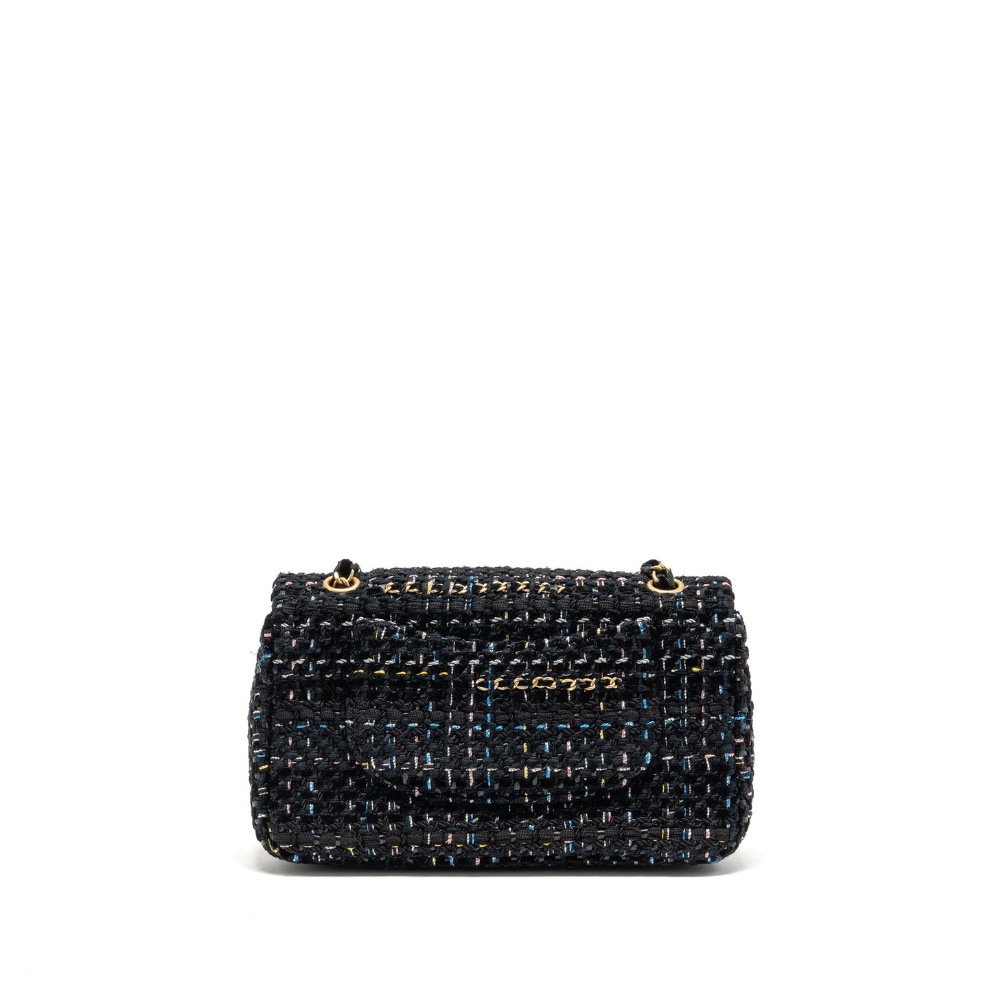 Chanel Medium Single flap bag tweed black GHW
