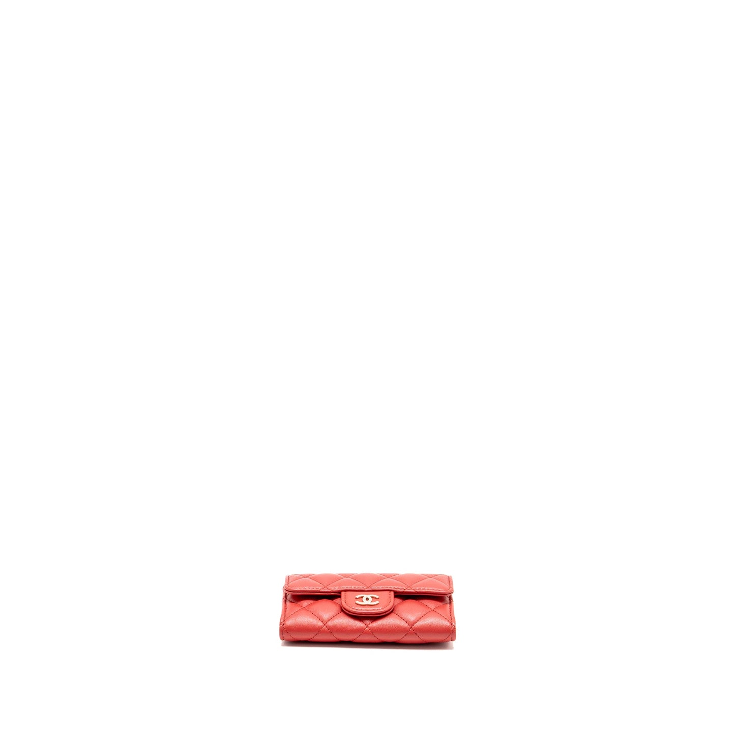 Chanel Classic Flap Card Holder Lambskin Red LGHW (Microchip)
