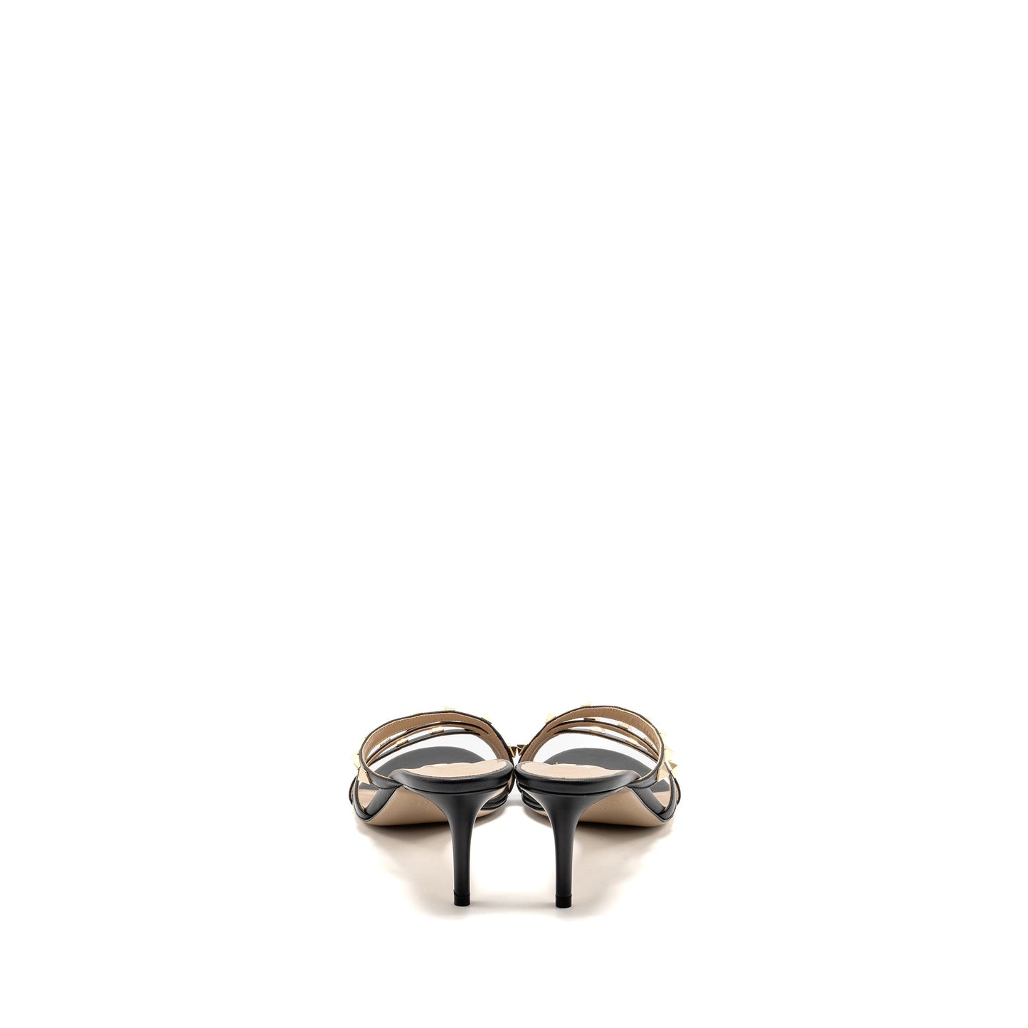 Valentino Size 40 Garavani Rockstud Heels Sandals Leather Black