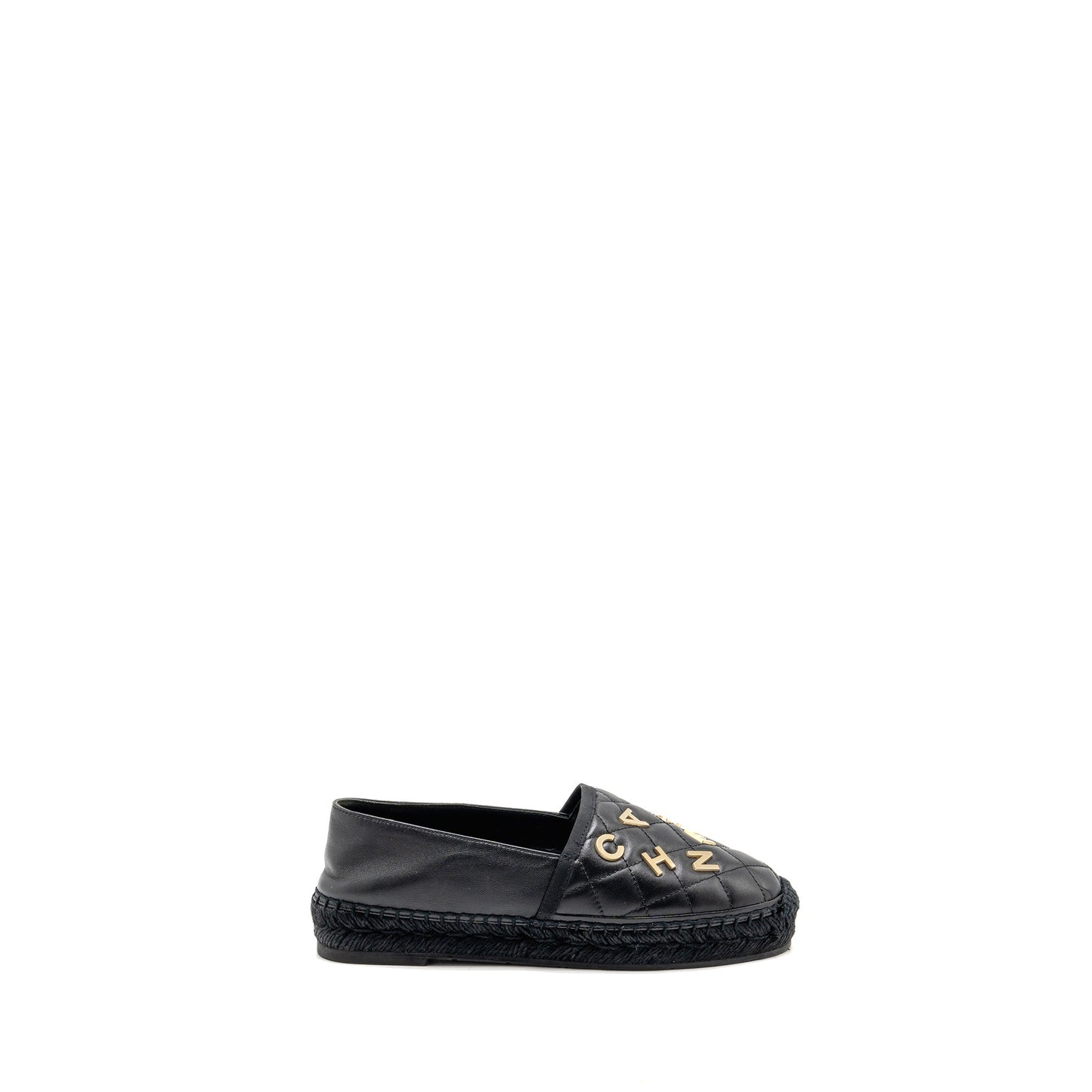 Chanel Size 38 Espadrilles Lambskin/Grosgrain Black GHW