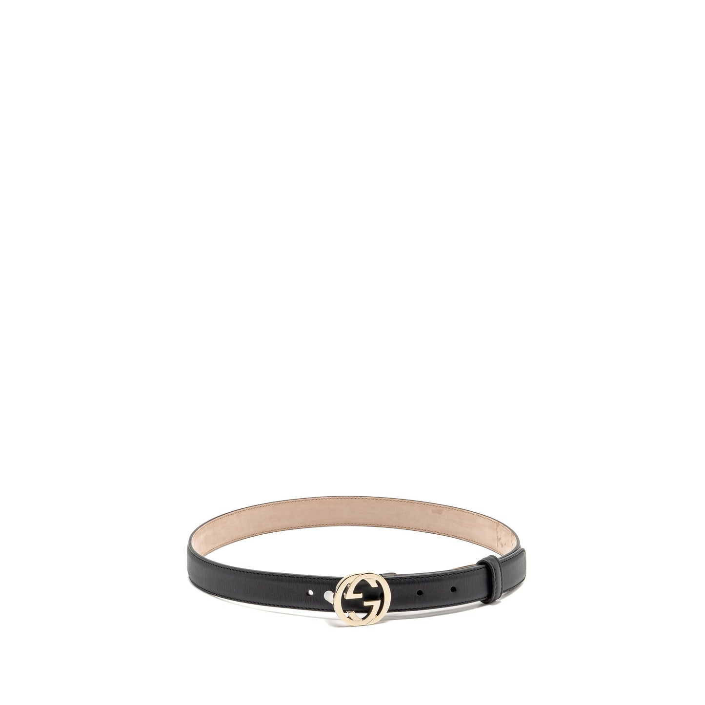 Gucci Size 80 Blondie Interlocking Logo Belt Leather Black
