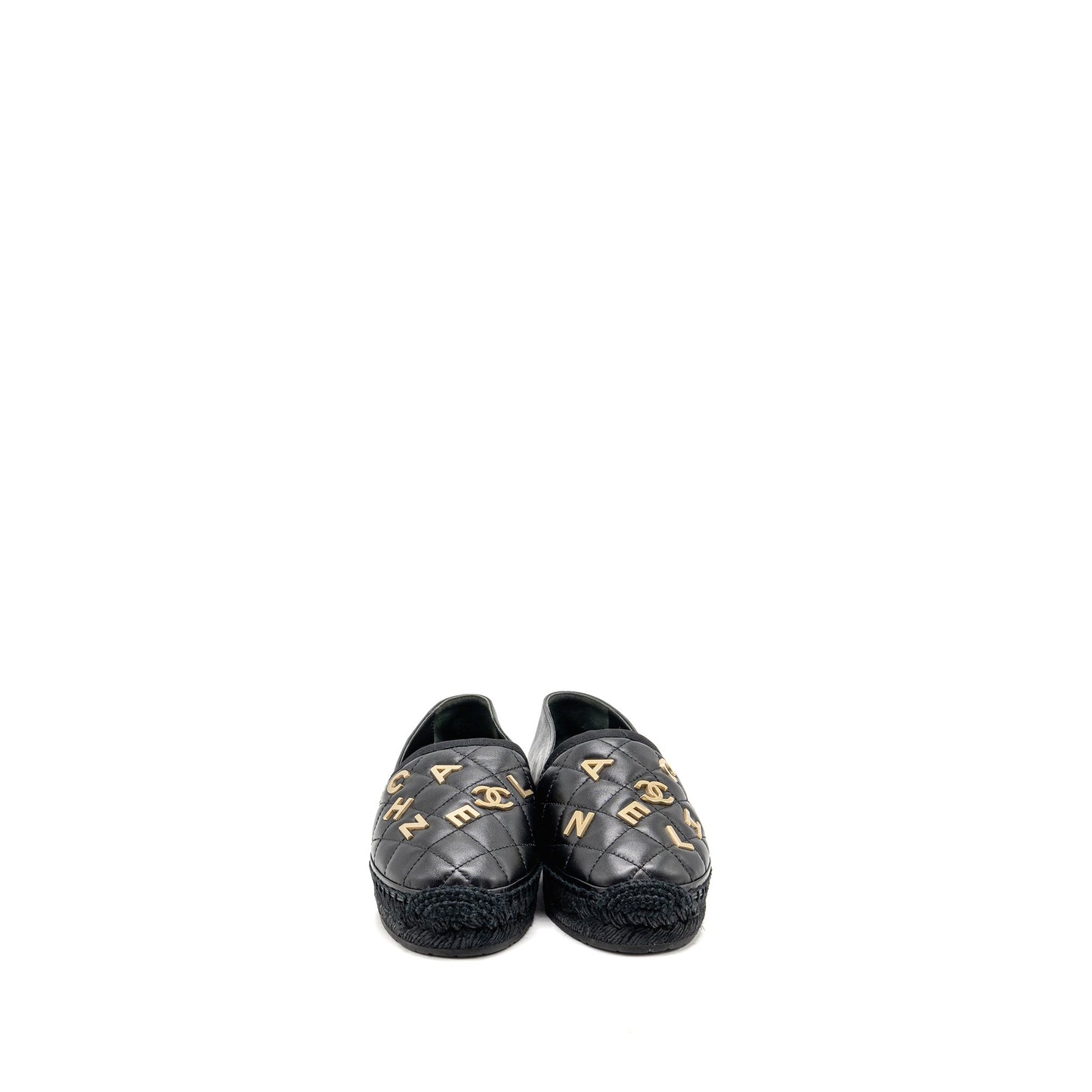 Chanel Size 38 Espadrilles Lambskin/Grosgrain Black GHW