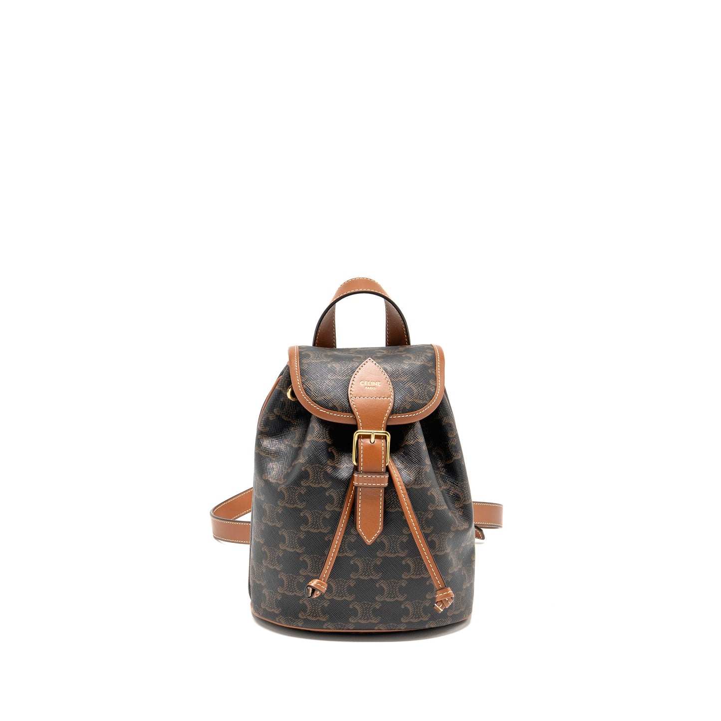 Celine Mini Backpack Folco Triomphe Canvas/Calfskin Tan