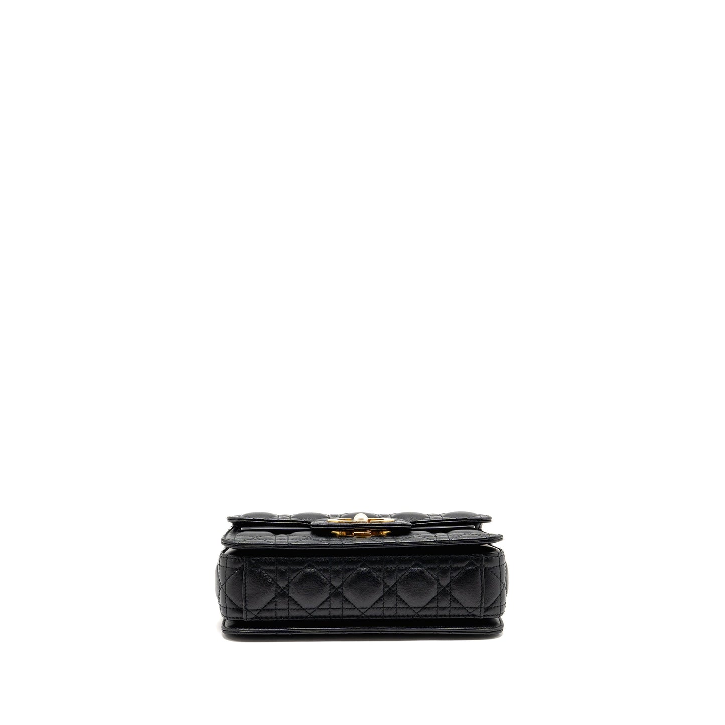 Small Dior Jolie Top Handle Purse Cannage Calfskin Black