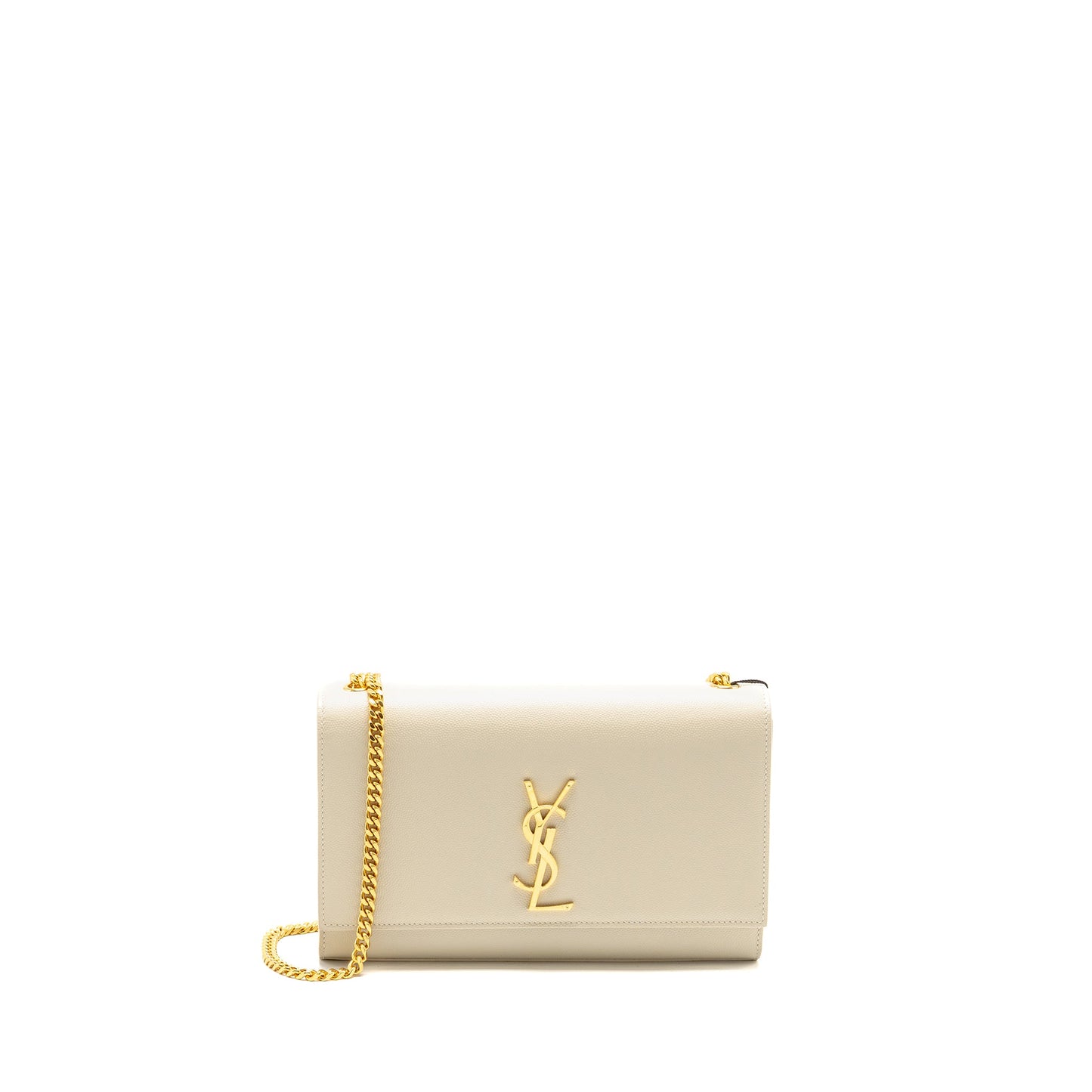 Saint Laurent/ Medium Kate Purse Grained Calfskin White