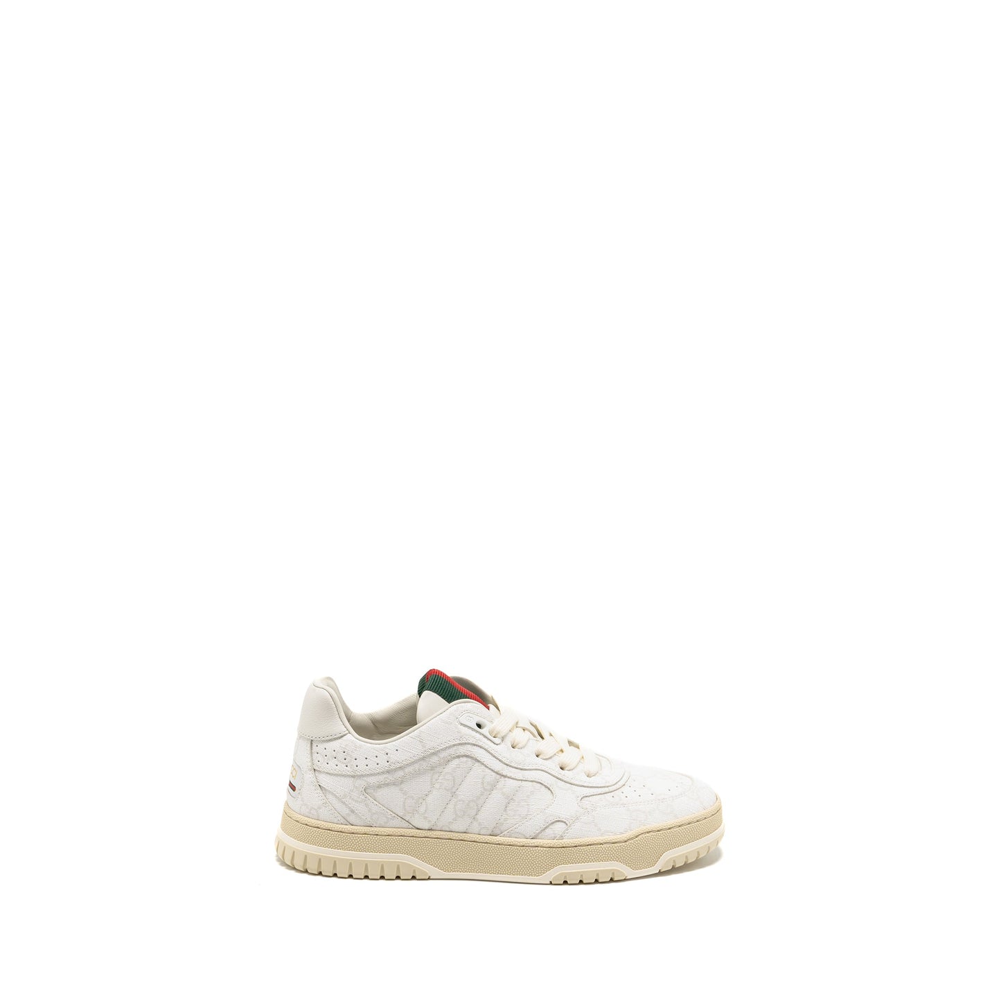 Gucci Size 37.5 Re-Web Trainer Supreme Canvas/Leather Beige/White