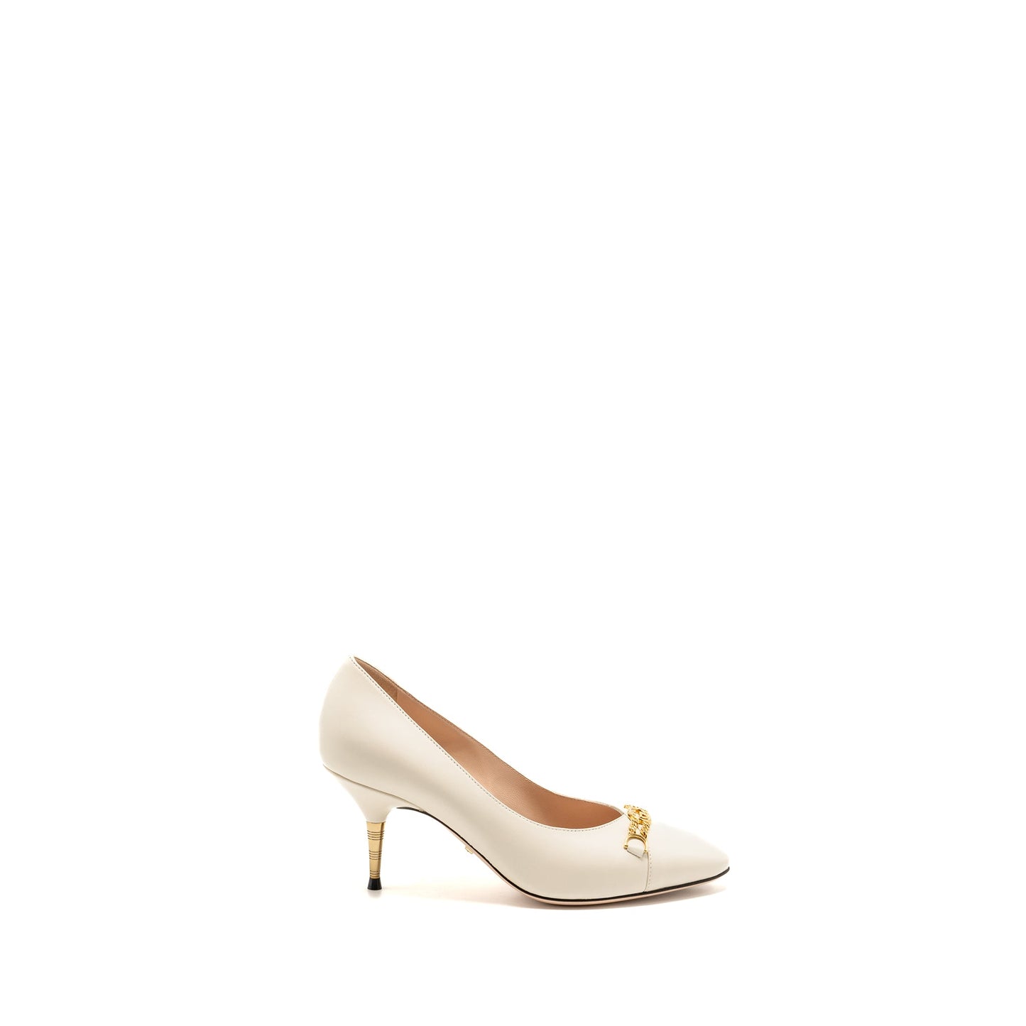 Gucci Size 35 Interlocking G Horsebit Detailed Pumps Leather White