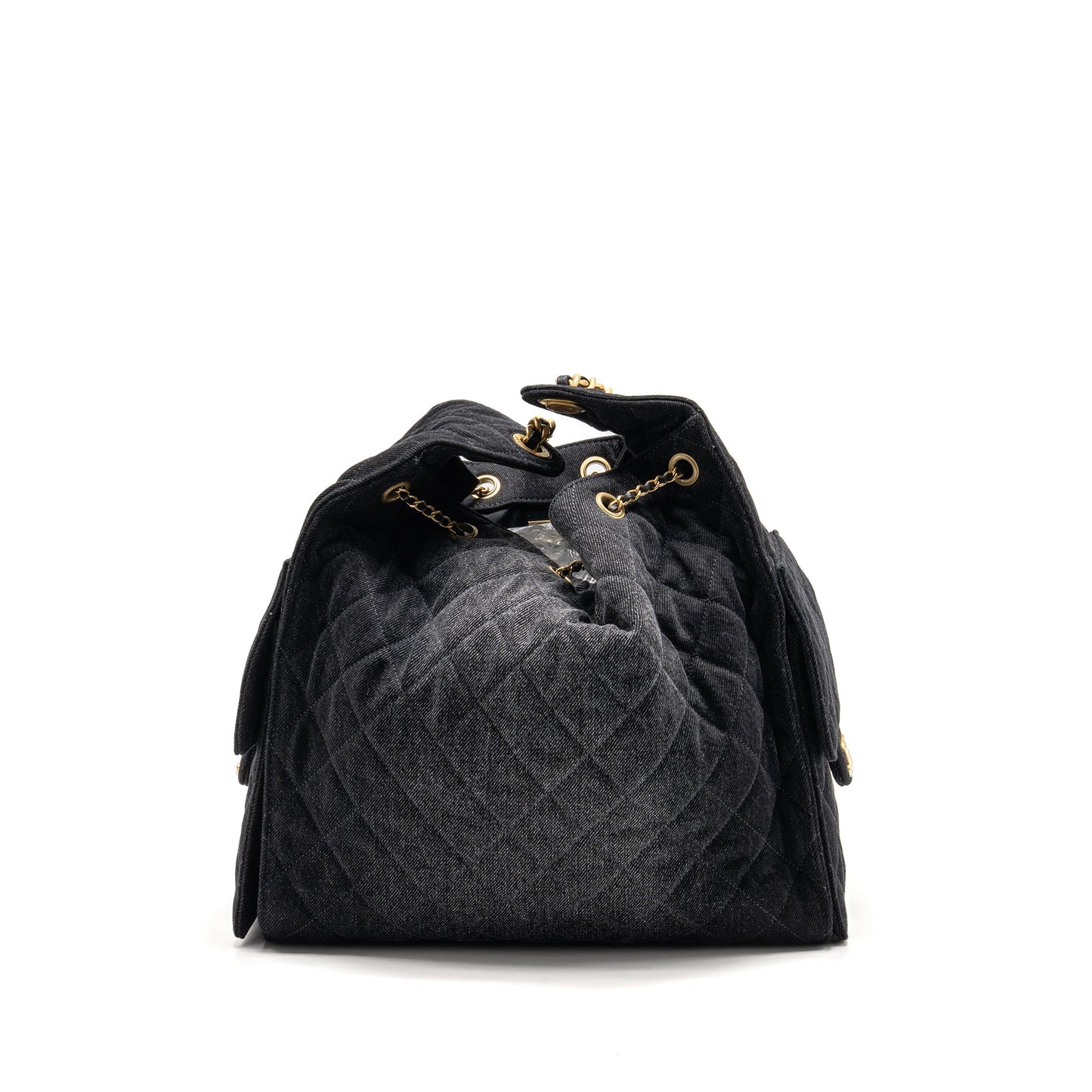 Chanel 25 Medium Handbag Washed Denim Black GHW (Microchip)