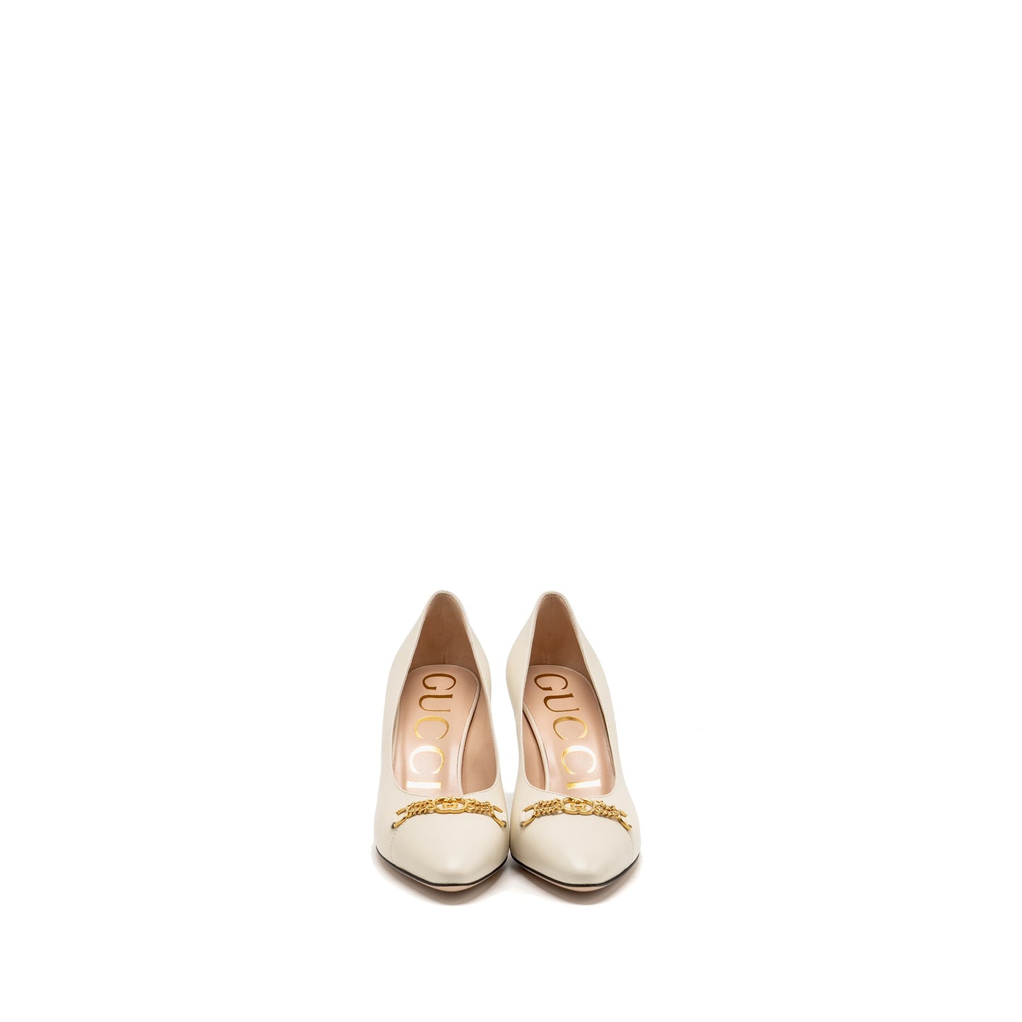 Gucci Size 35 Interlocking G Horsebit Detailed Pumps Leather White