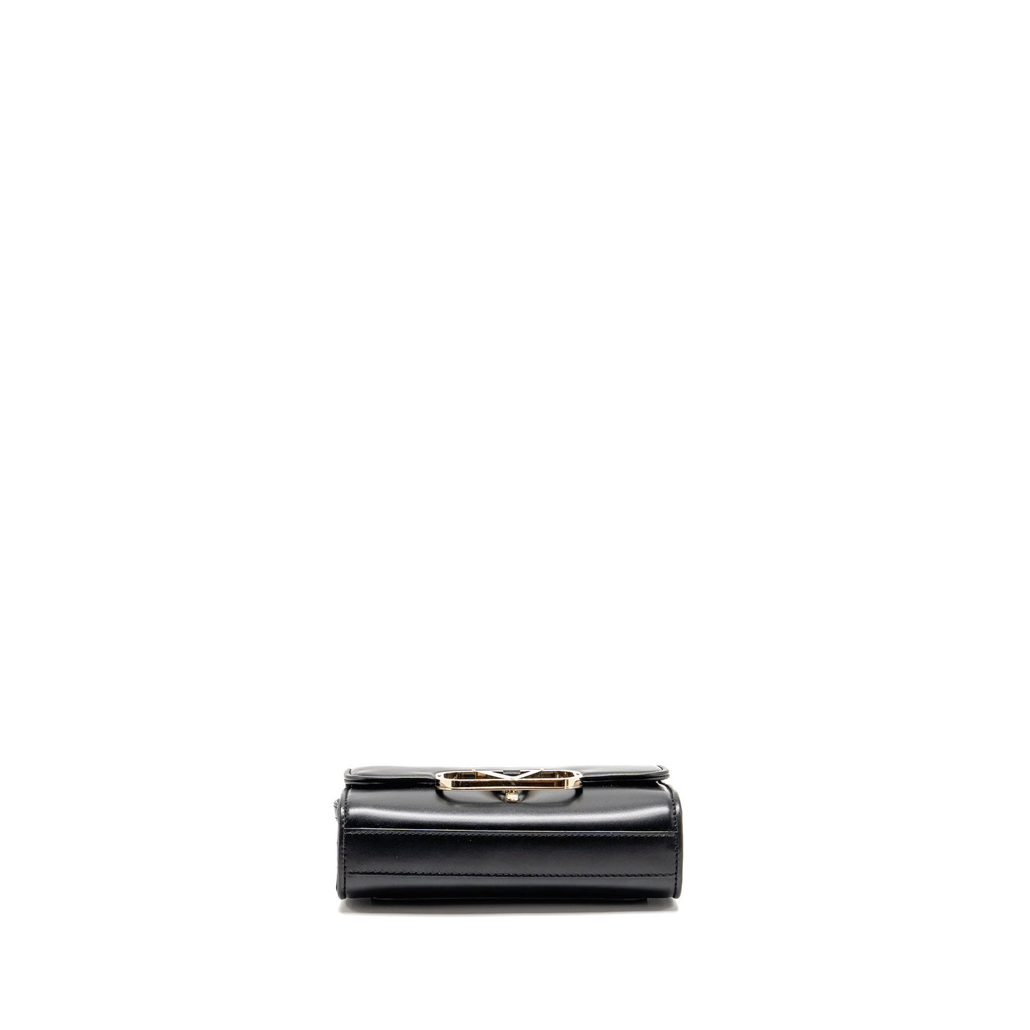 Valentino V logo Type Foldover Top Mini Purse Calfskin Black