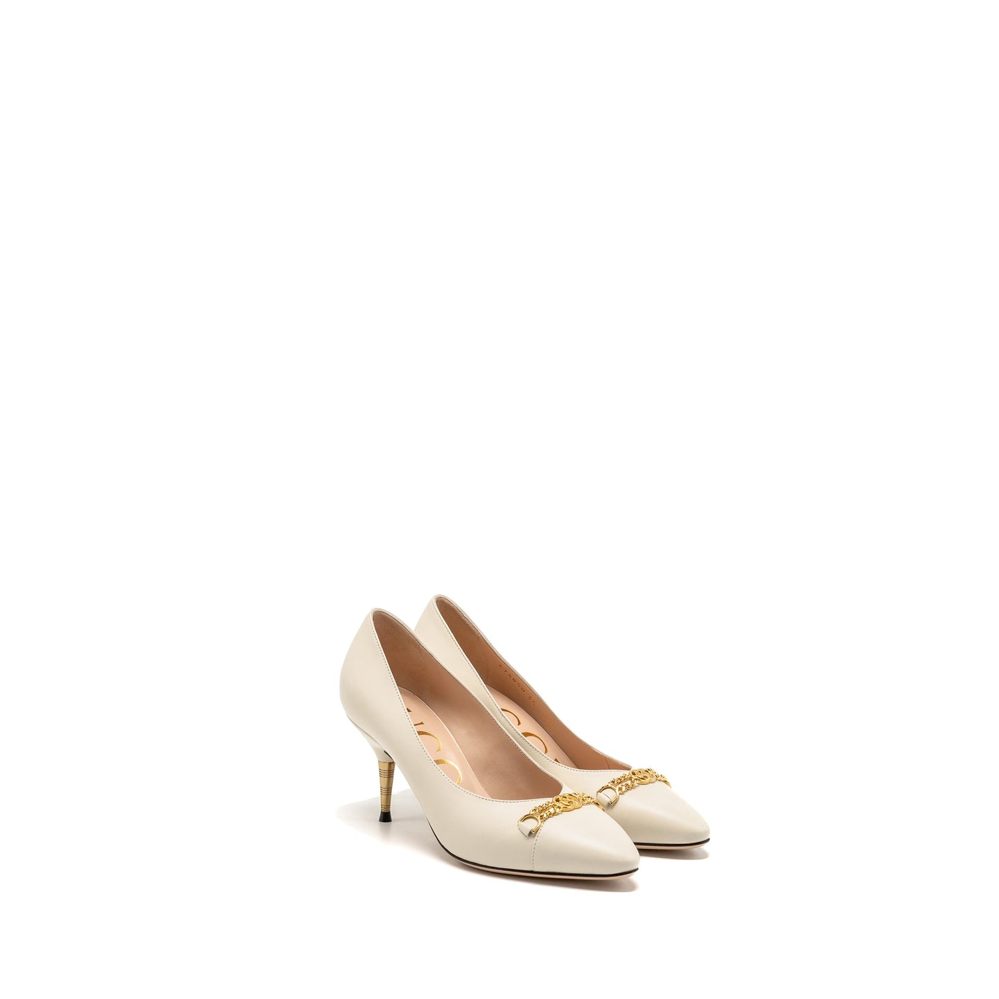 Gucci Size 35 Interlocking G Horsebit Detailed Pumps Leather White