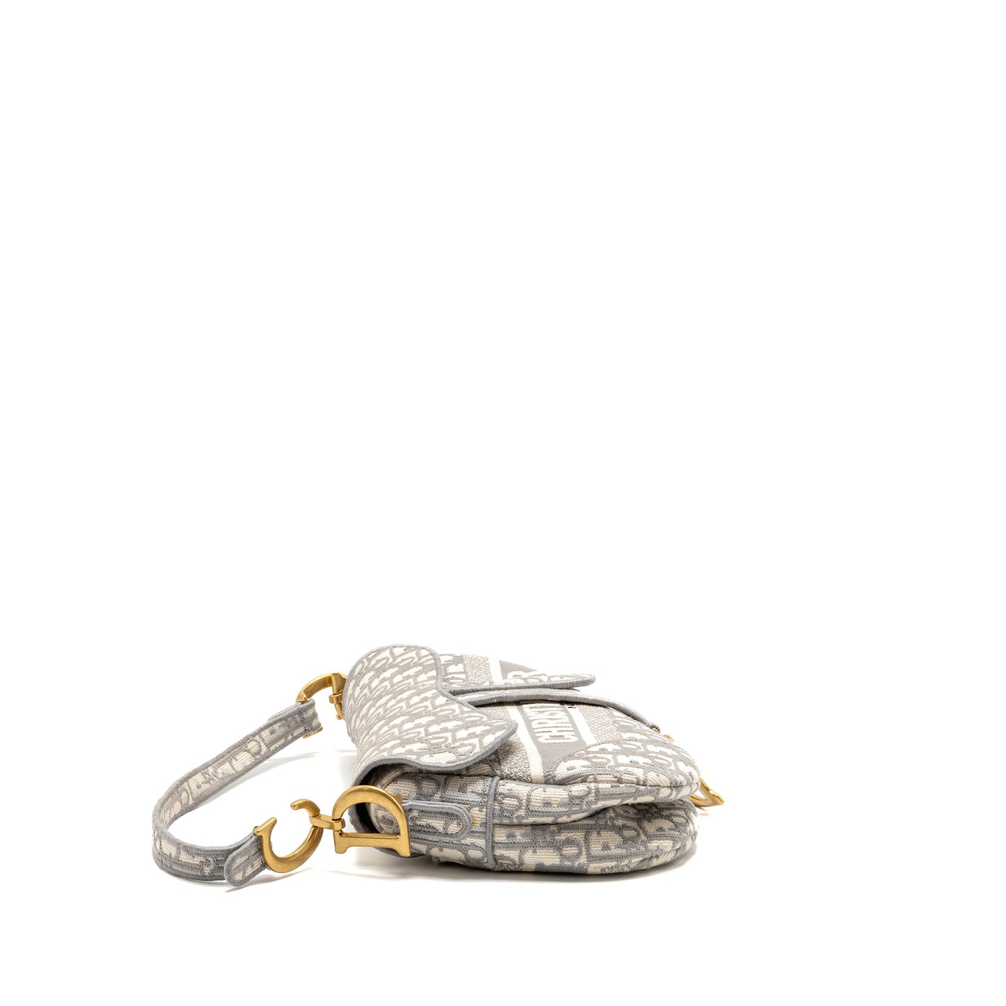 Dior Medium Saddle Purse Dior Oblique Embroidery Light Grey