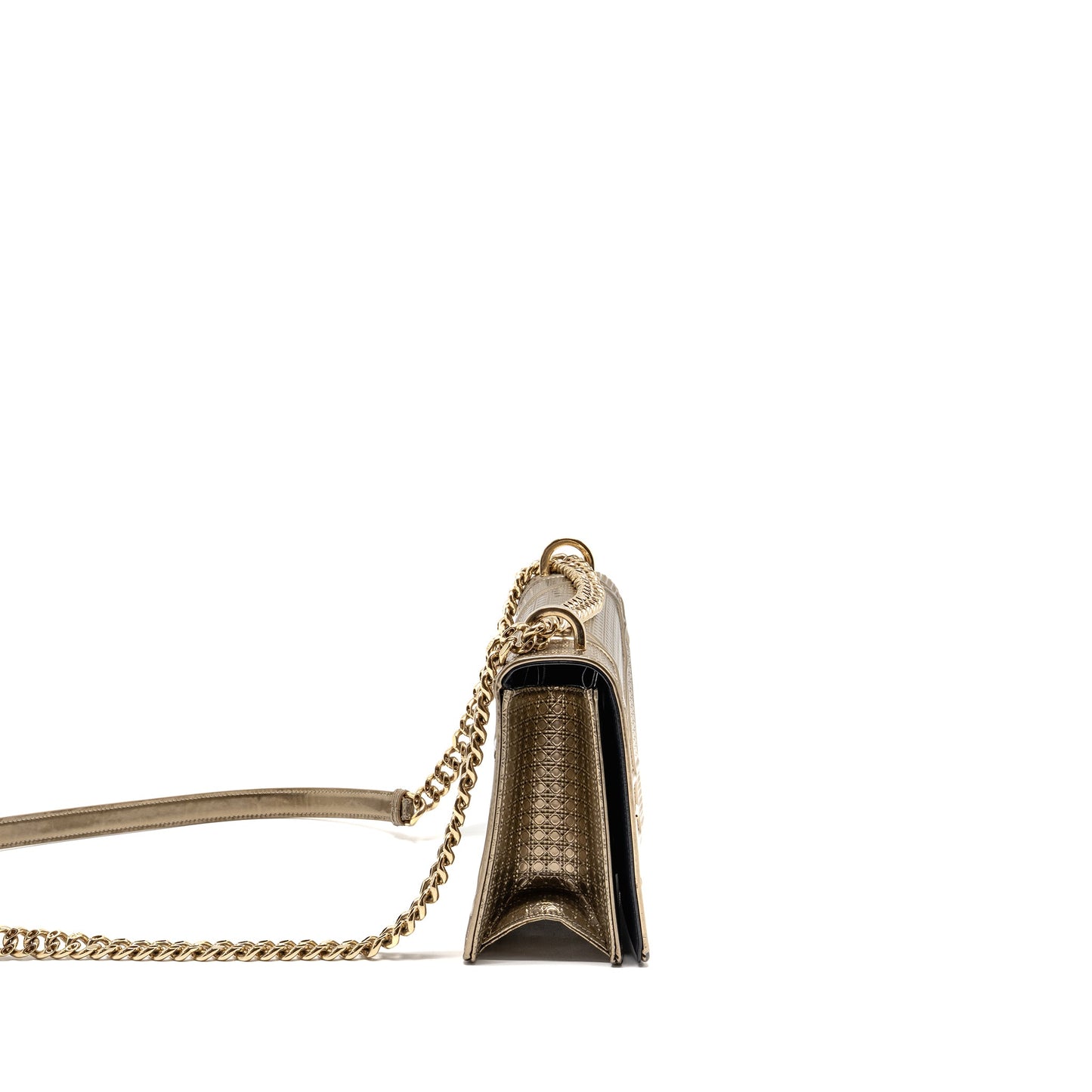 Dior Medium Diorama Metallic Calfskin Light Gold with