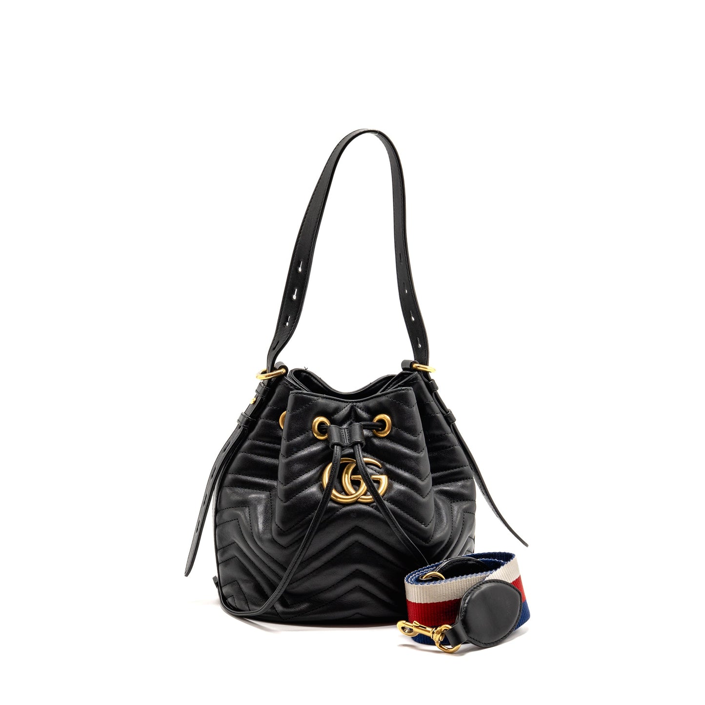Gucci Marmont Bucket Purse Calfskin Black