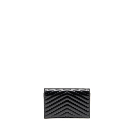 SAINT LAURENT/ Envelope Chain Wallet Calfskin Black