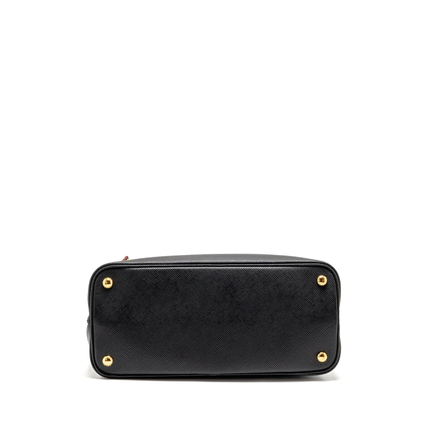 Prada Medium Saffiano Cuir Tote Purse Leather Black/Fuoco