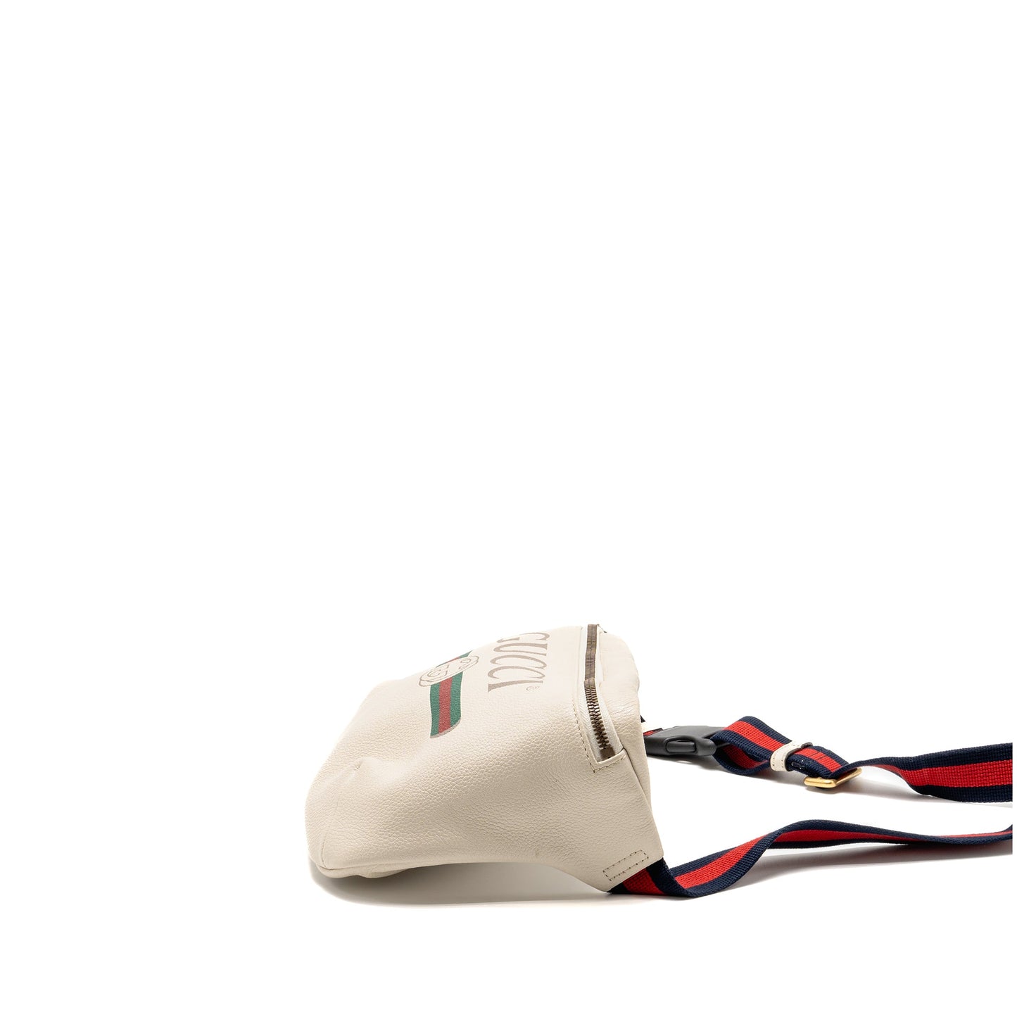 Gucci Logo Print Belt Purse Calfskin WHITE