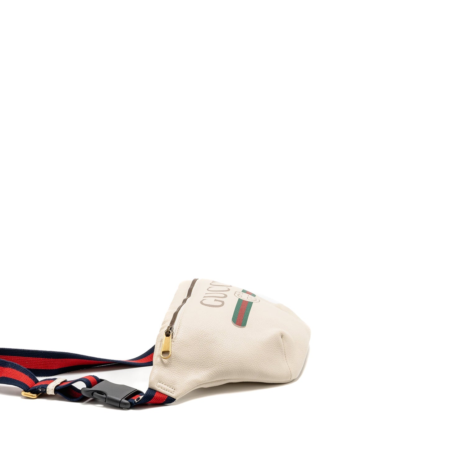 Gucci Logo Print Belt Purse Calfskin WHITE
