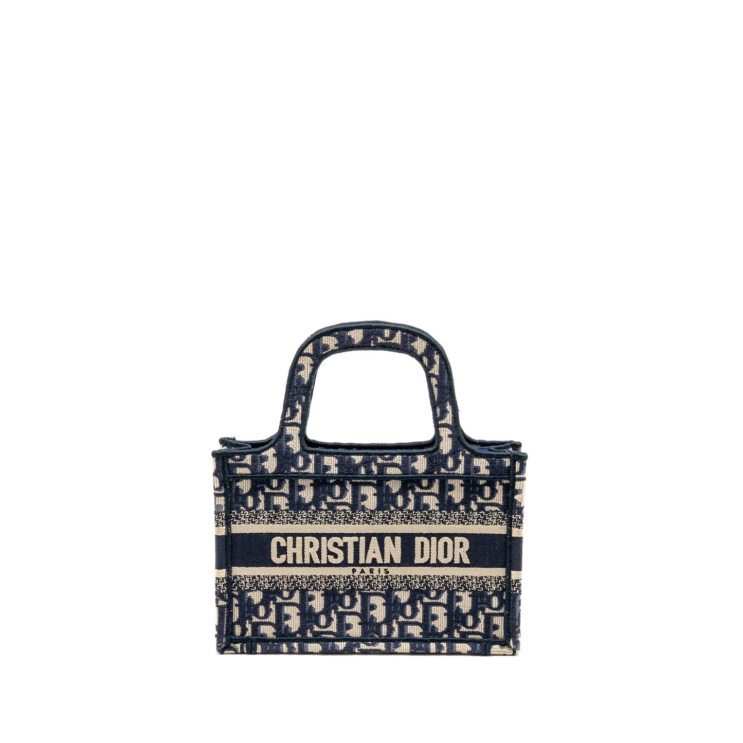Dior Mini Book Tote Purse Blue Oblique Embriodery