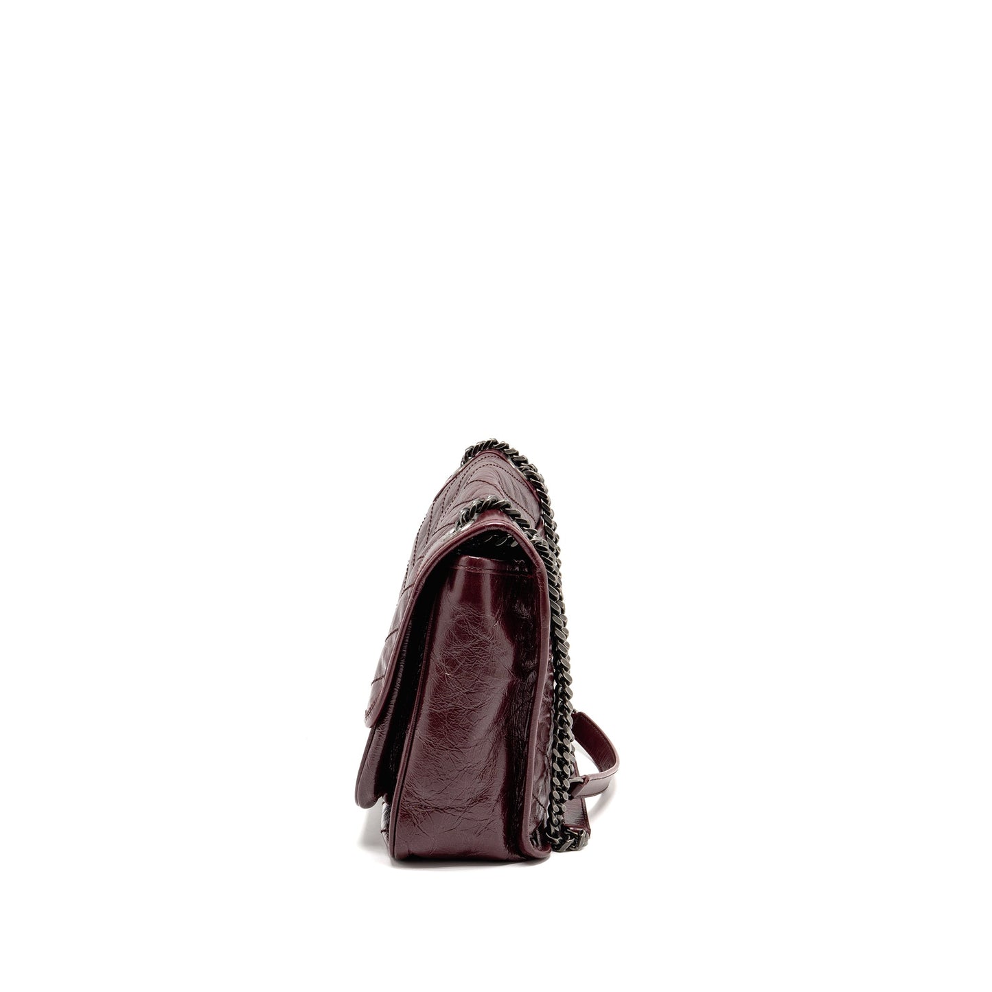 Saint Laurent Medium Niki Mini Purse Calfskin Burgundy Ruthenium