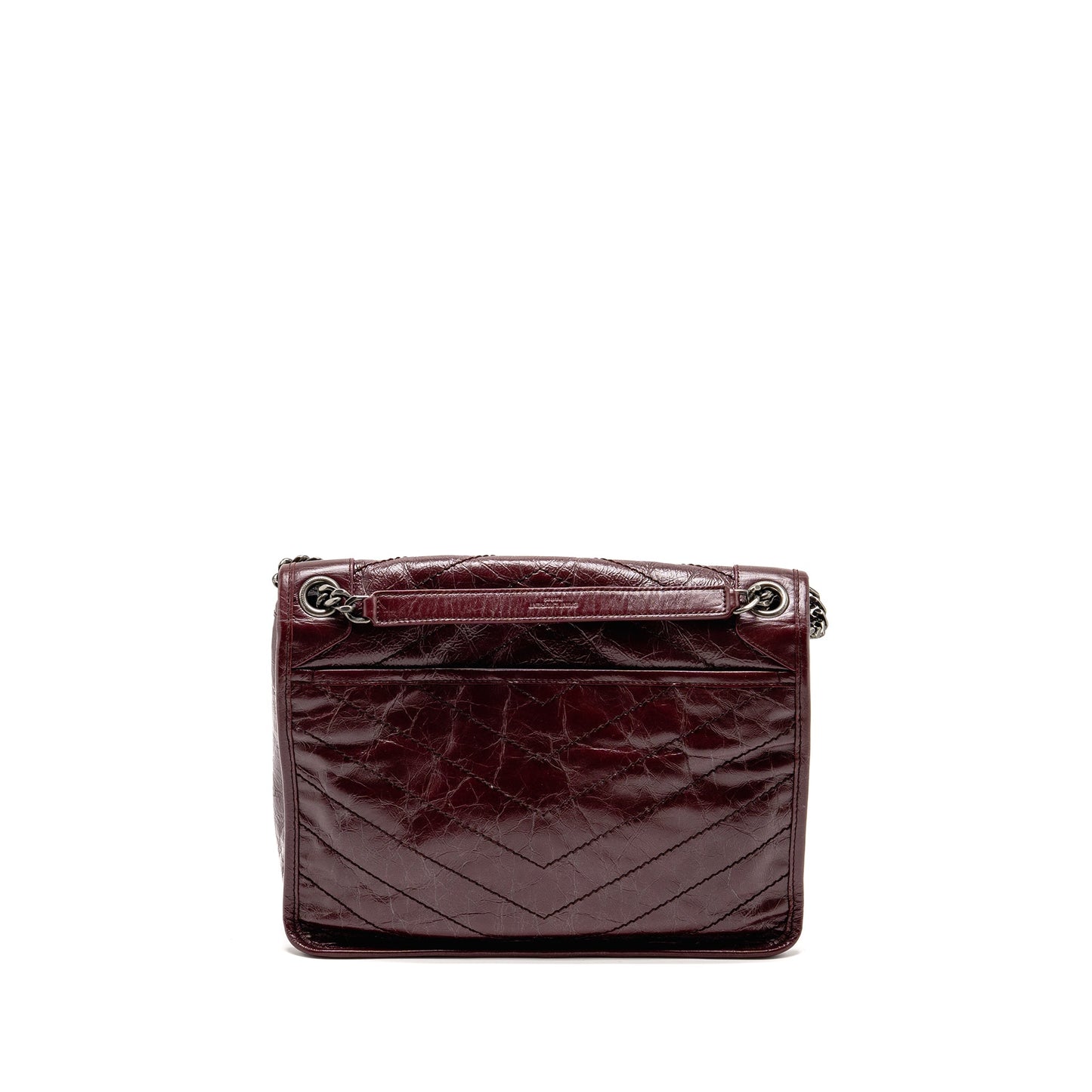 Saint Laurent Medium Niki Mini Purse Calfskin Burgundy Ruthenium