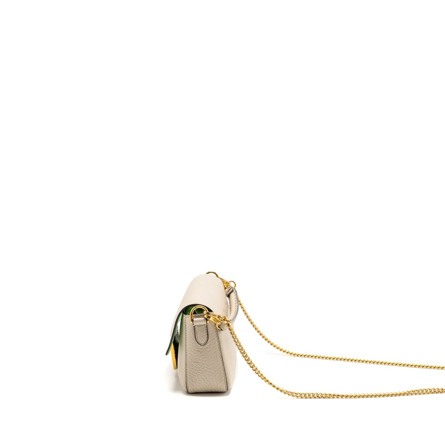 Fendi Mini Baguette Purse Calfskin Light Beige/Green