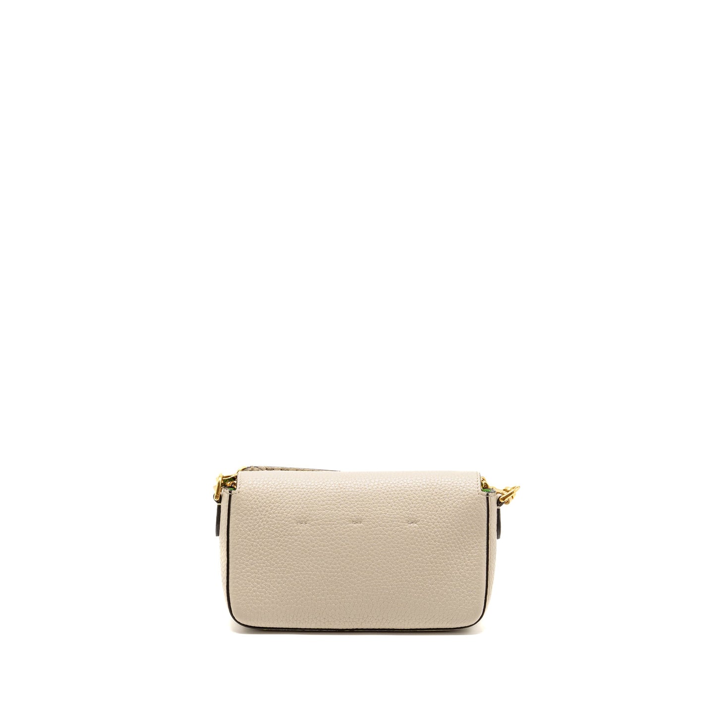 Fendi Mini Baguette Purse Calfskin Light Beige/Green