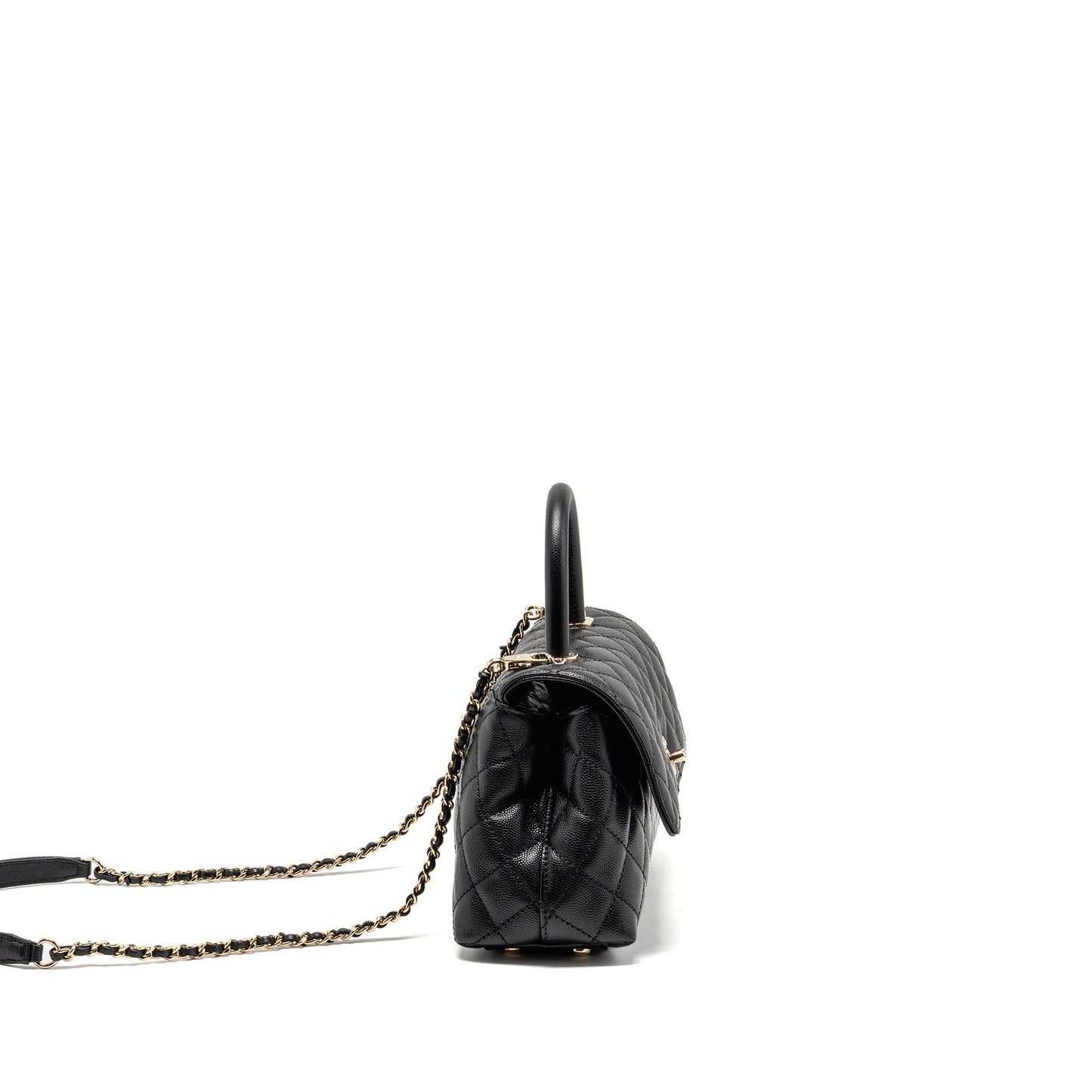 Chanel Small Coco Handle Caviar Black LGHW (microchip)