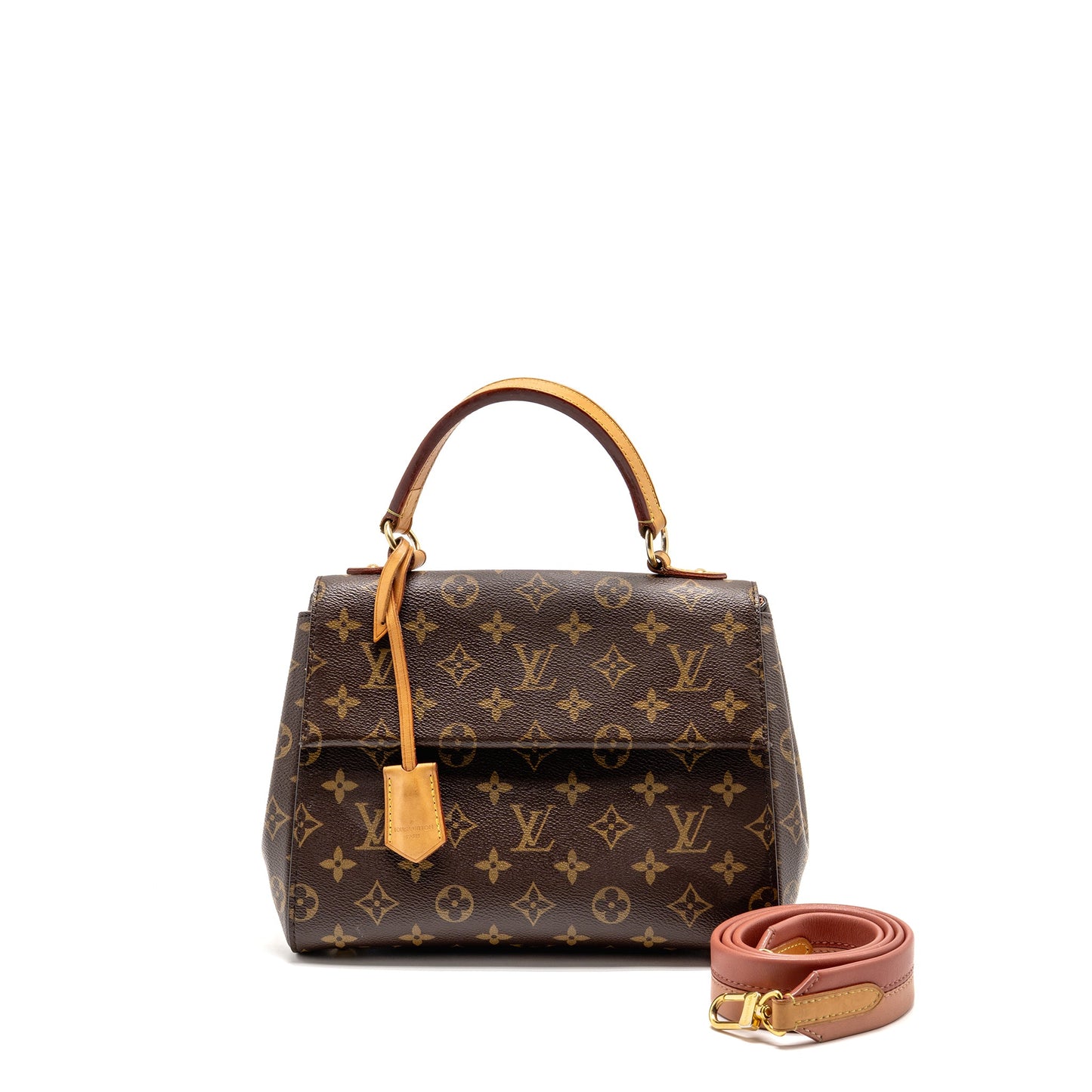 LOUIS VUITTON Cluny Monogram Canvas with Pink Strap